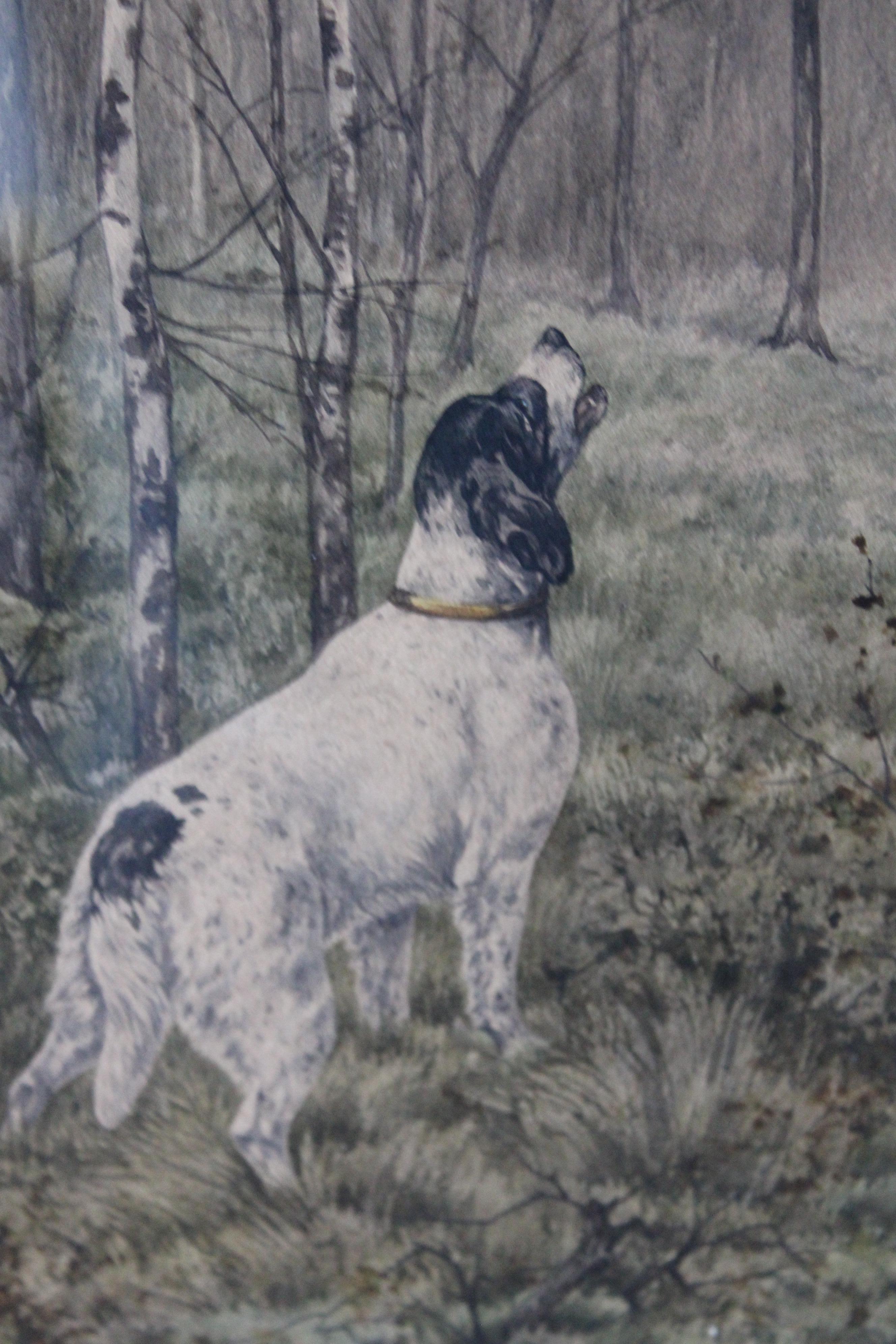 Ensemble de 2 peintures de chiens anciennes 19ème siècle peintures de chiens à l'aquarelle en vente 6