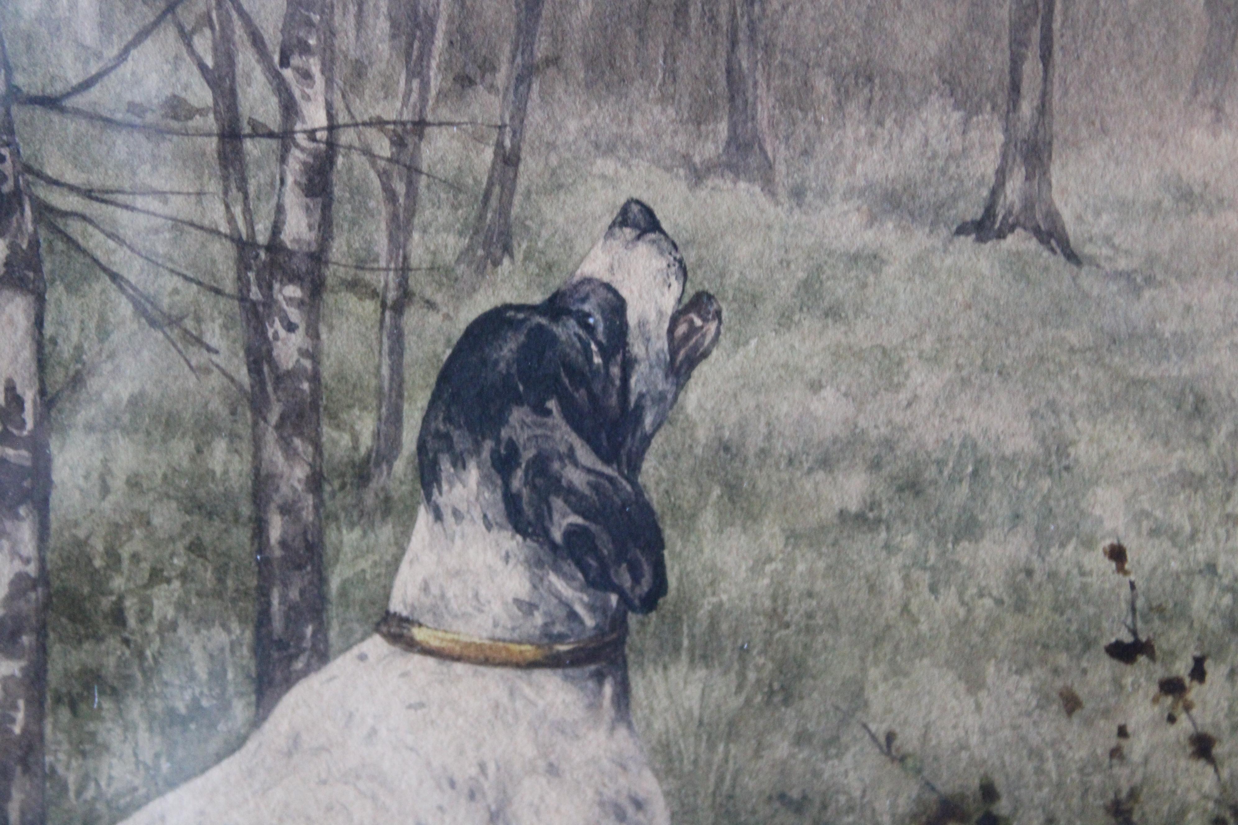 Ensemble de 2 peintures de chiens anciennes 19ème siècle peintures de chiens à l'aquarelle en vente 9