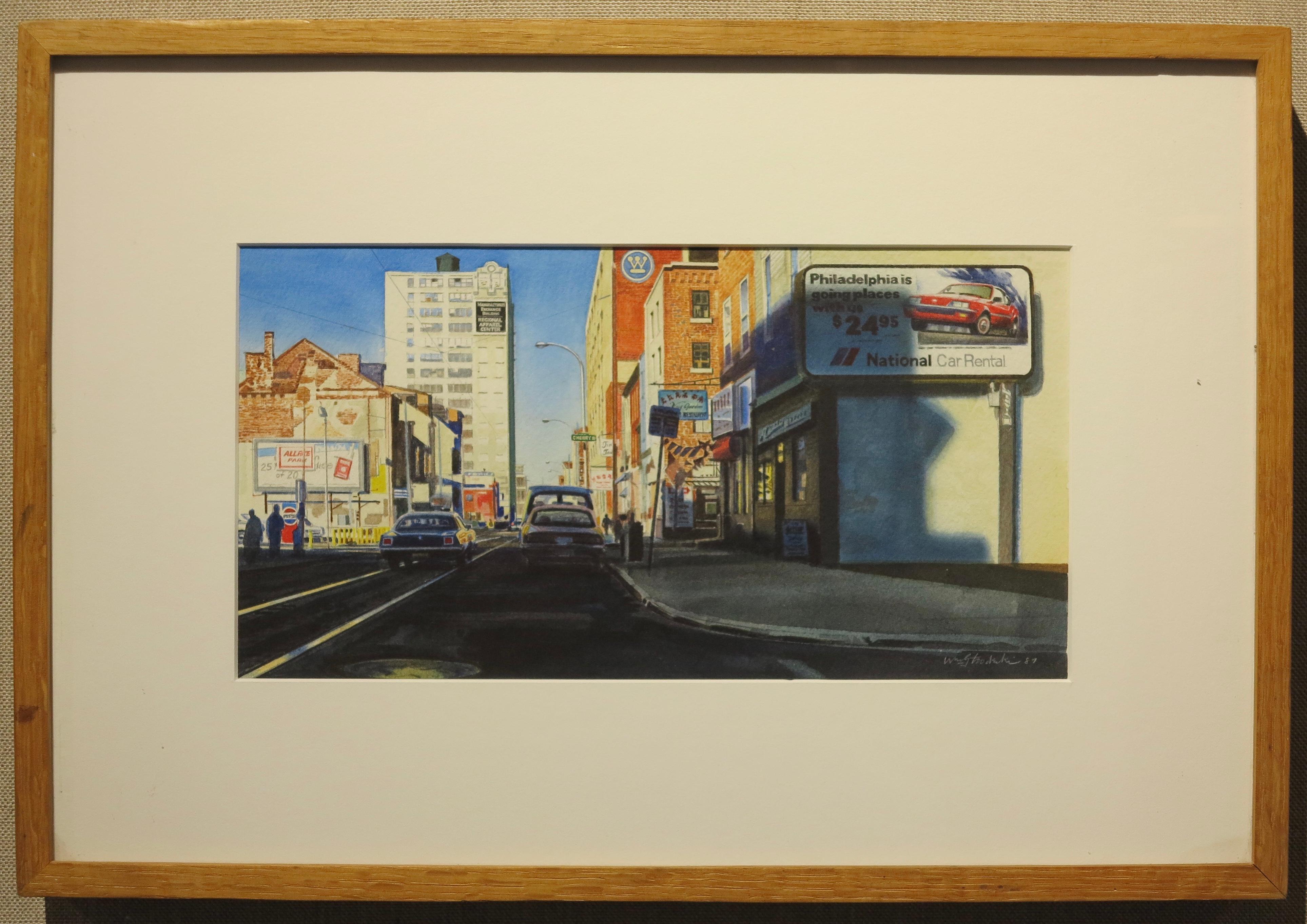 Cherry Street, Chinatown, Philadelphia - Painting by William Teodecki