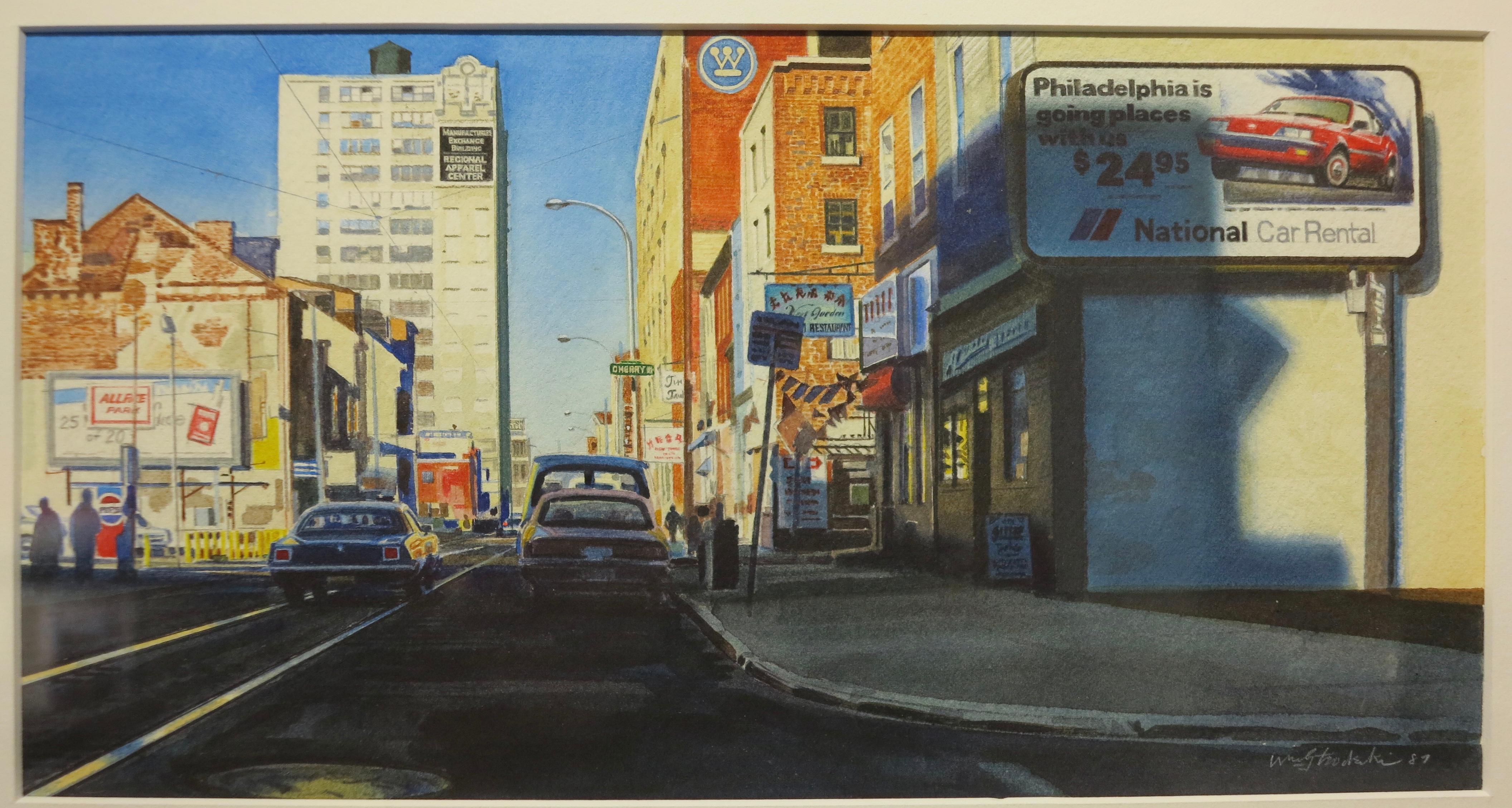 William Teodecki Landscape Painting - Cherry Street, Chinatown, Philadelphia