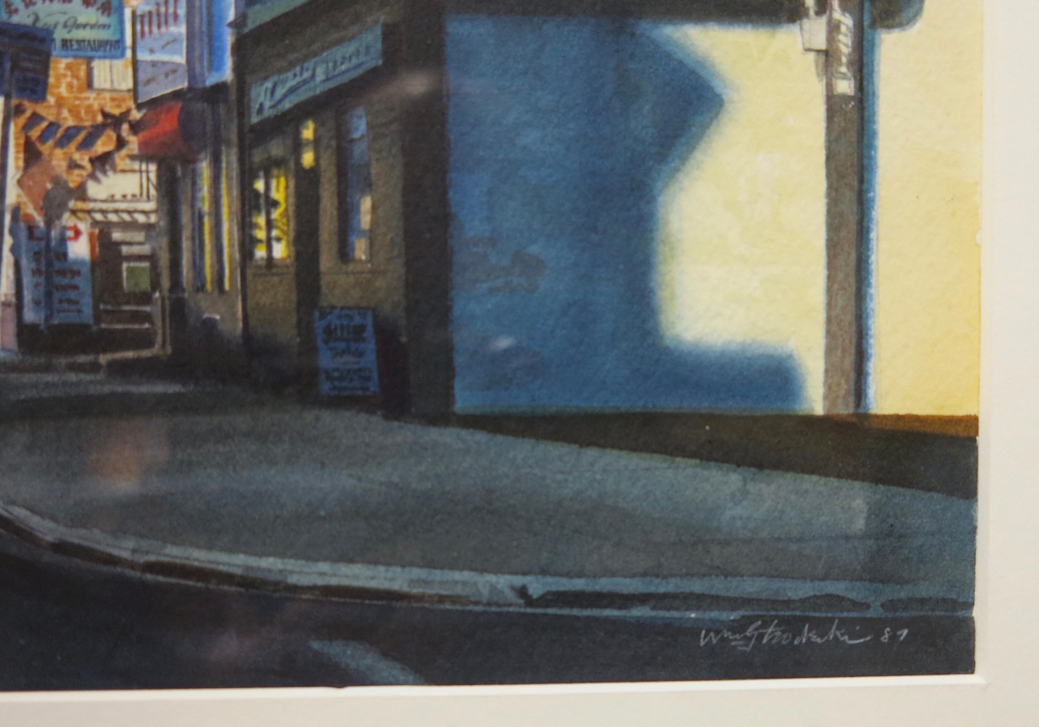 Cherry Street, Chinatown, Philadelphia - Photorealist Painting by William Teodecki