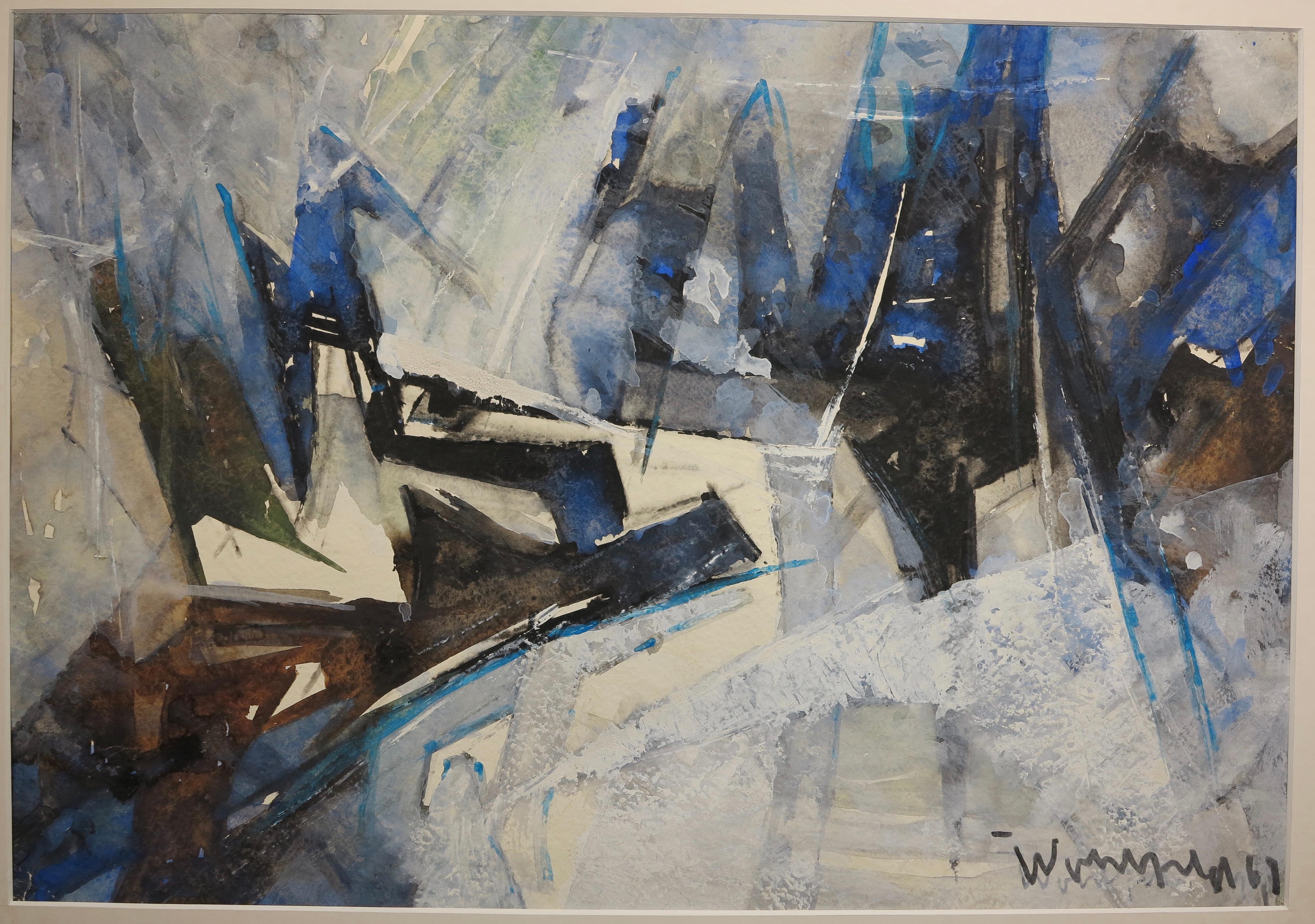 Walter Wohlfeld Abstract Painting - Mountain Landscape (cubist landscape) 