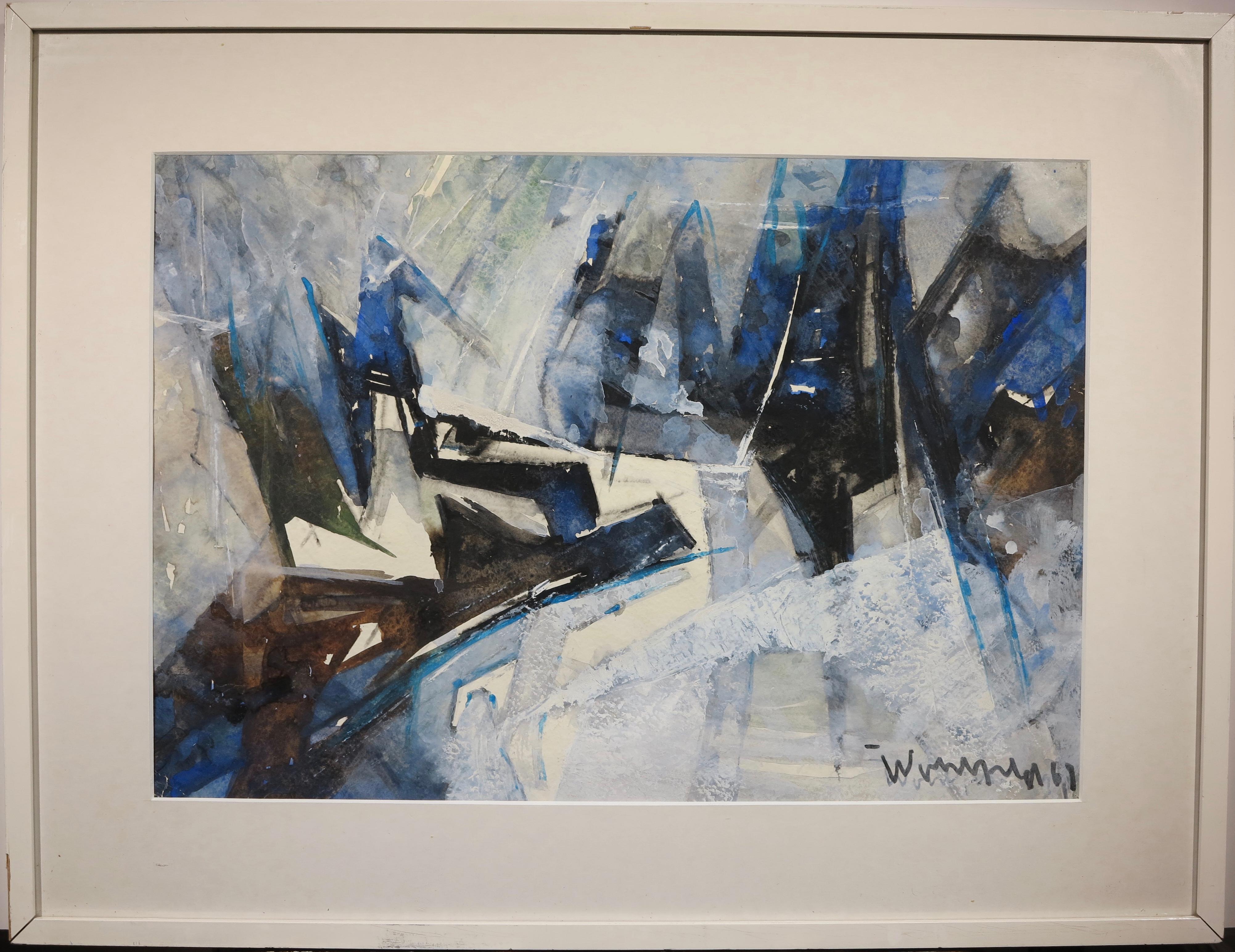 Walter Wohlfeld (1917-2002). Abstrakte Landschaft, 1967. Aquarell und Gouache auf Papier misst 19 x 28 Zoll; 27,5 x 36 Zoll gerahmt. Signiert und datiert unten rechts. Ausgezeichneter Zustand. Geringfügige Lackschäden am Rahmen. 

Walter Wohlfeld (*