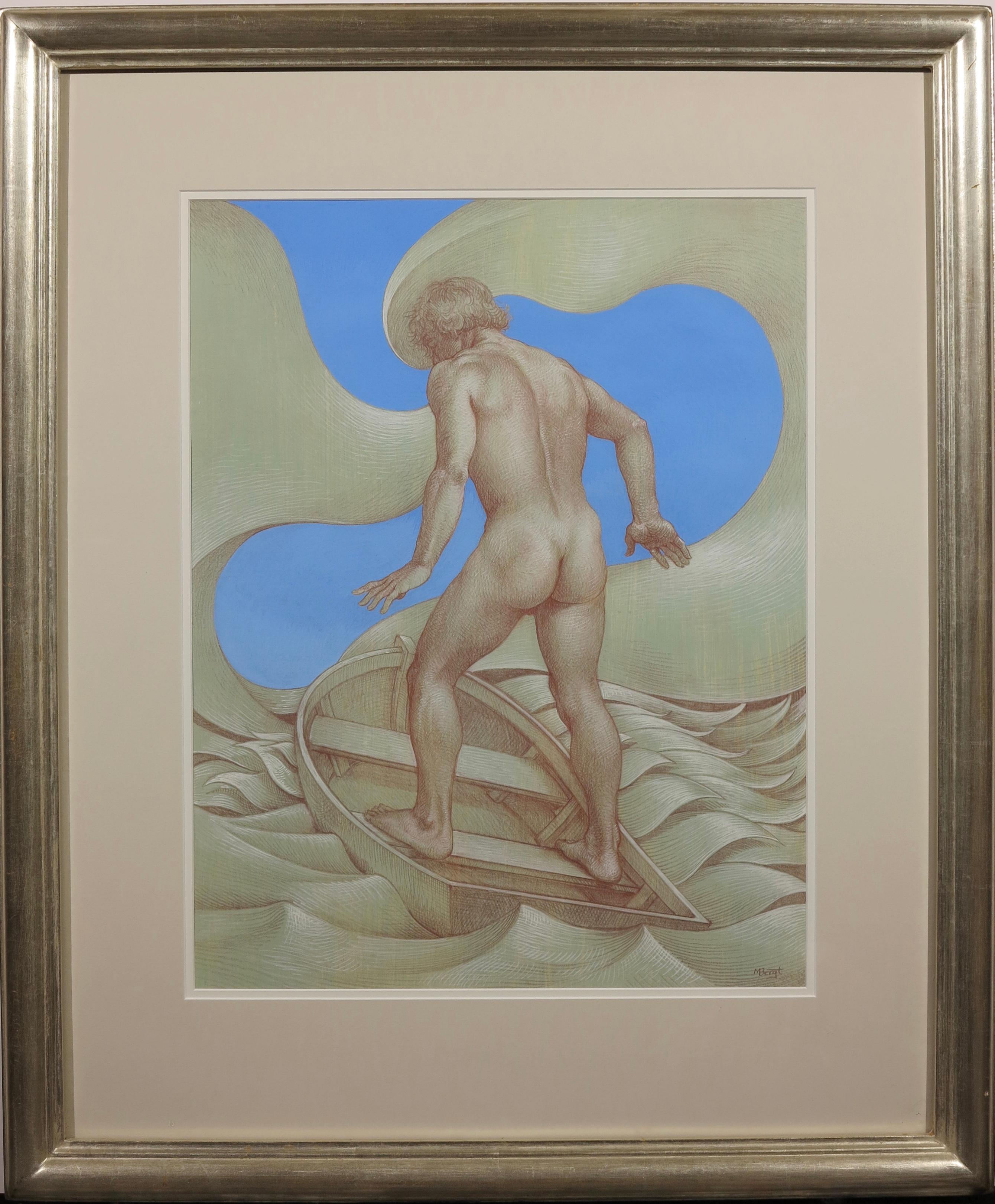 Study for Rocking the Boat (male nude) - Painting by Michael Bergt