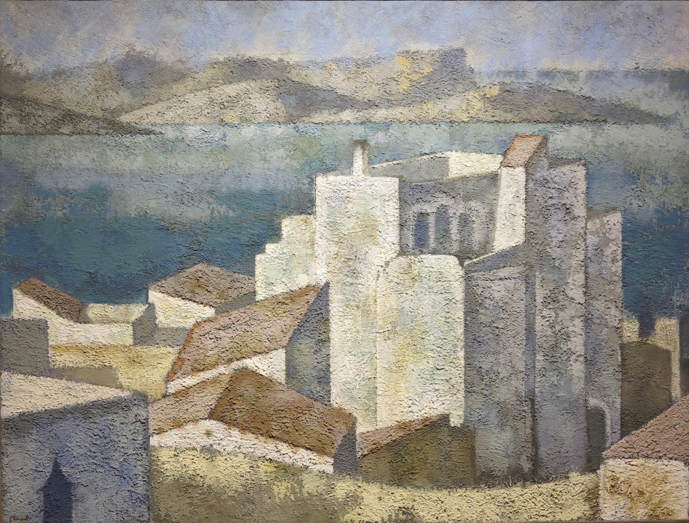 Enrique Climent Landscape Painting - Casas de Ibiza (Ibiza Spain Landscape)