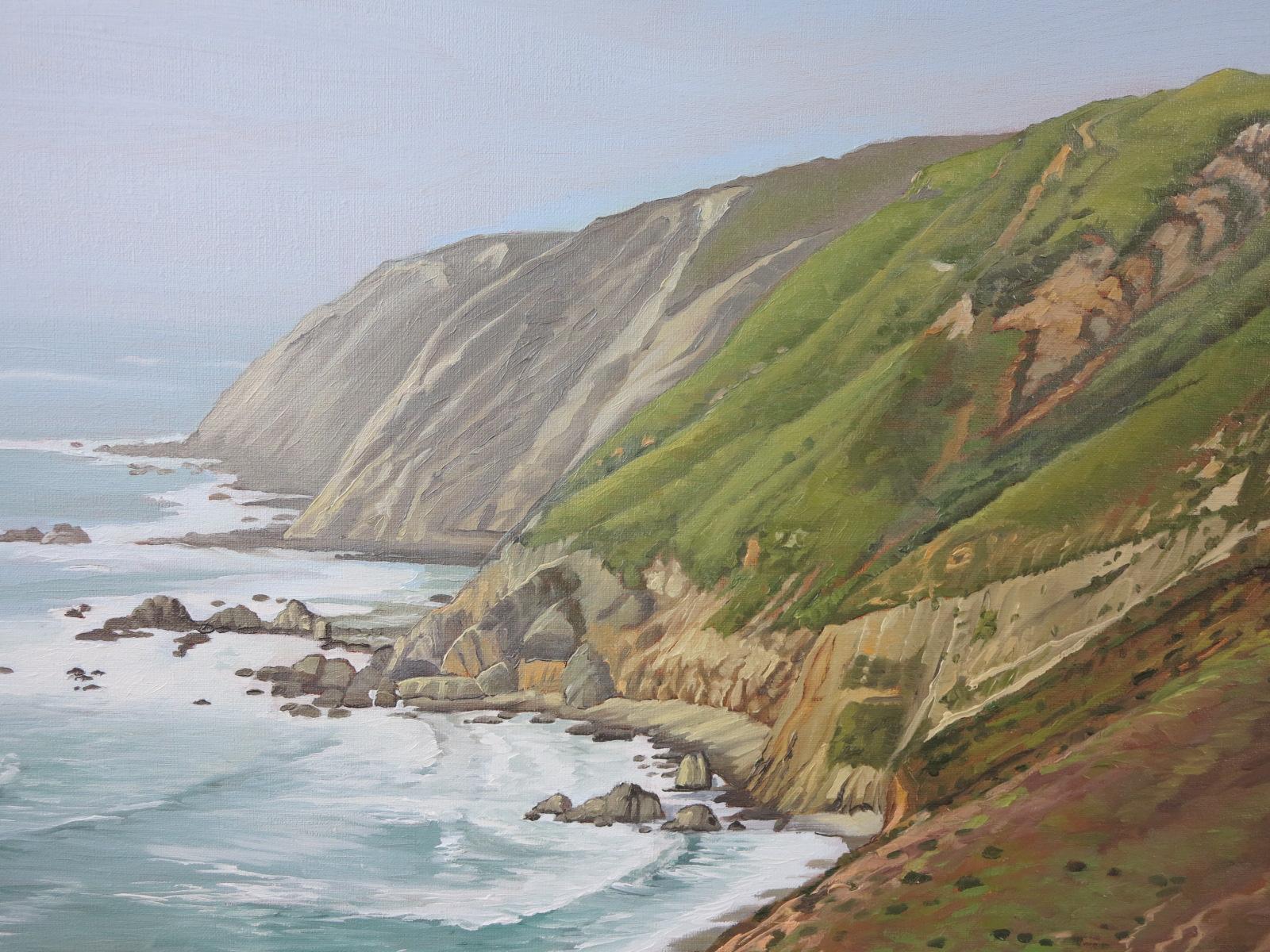 Tomales Point, Point Reyes CA (California coastal landscape painting) - Gray Landscape Painting by William M. Sullivan