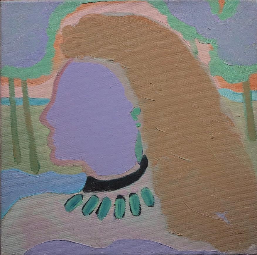 Kleiner blauer Kopf (abstrakter weibliches Porträt)