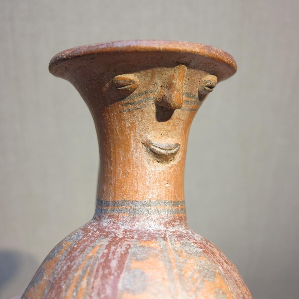 Chimu Inca c.1500 Peruvian terra-cotta anthropomorphic face vase vessel Peru - Art by Unknown