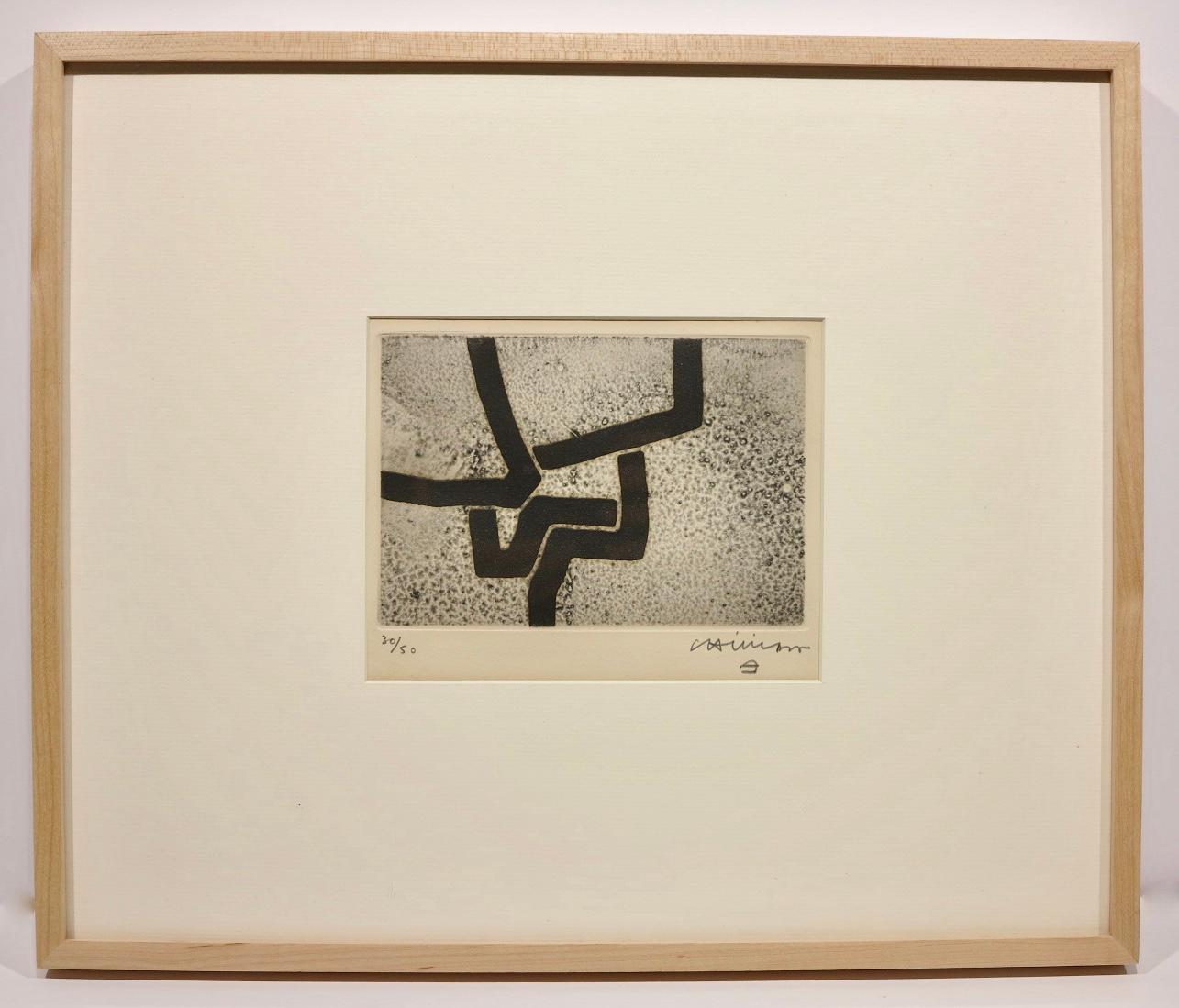 Untitled (minimalist composition) - Beige Abstract Print by Eduardo Chillida