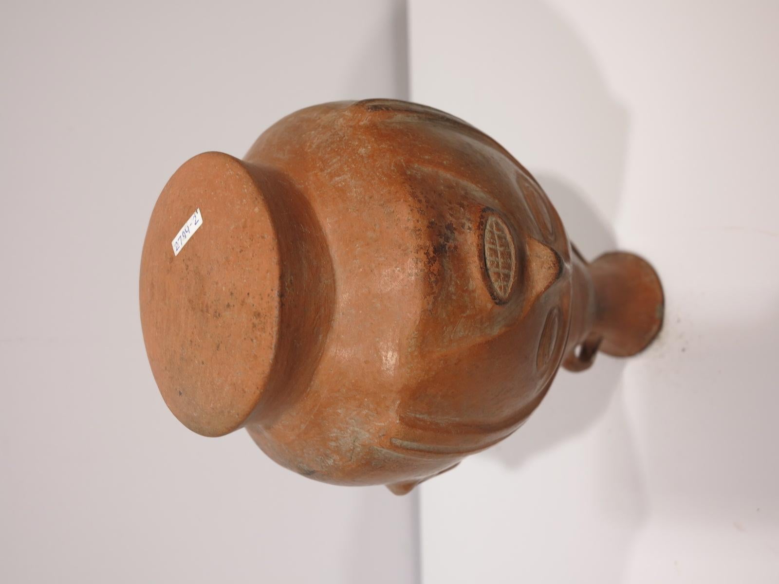 Chimu c.1100 Peruvian terra-cotta portrait face vase vessel Peru 2