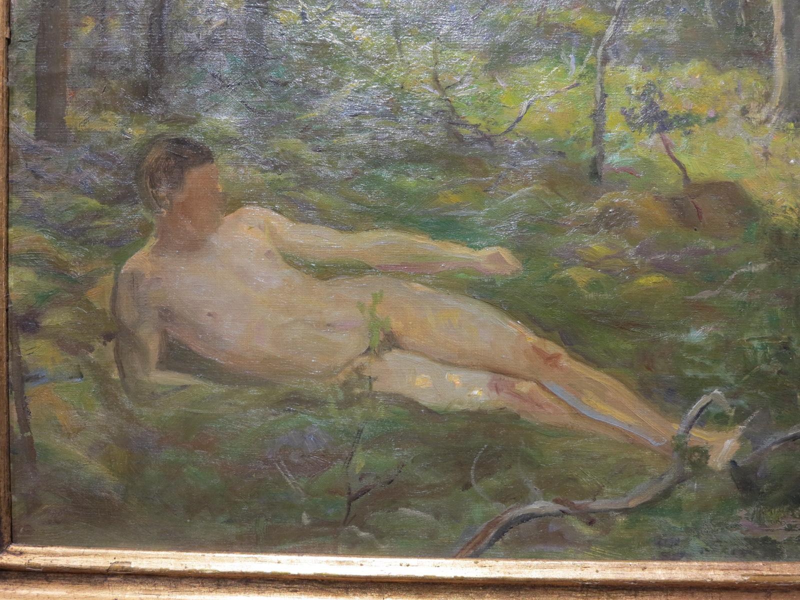 Arcadian Male Nude Landscape (Impressionismus), Painting, von Vilhelm Tetens