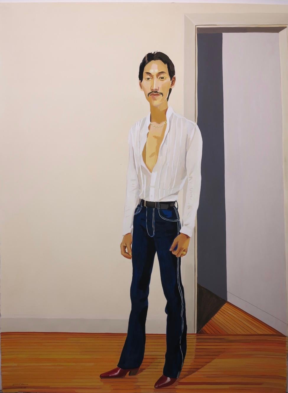 Gilbert Lewis Portrait Painting - Untitled Male Portrait (Designer Jeans)