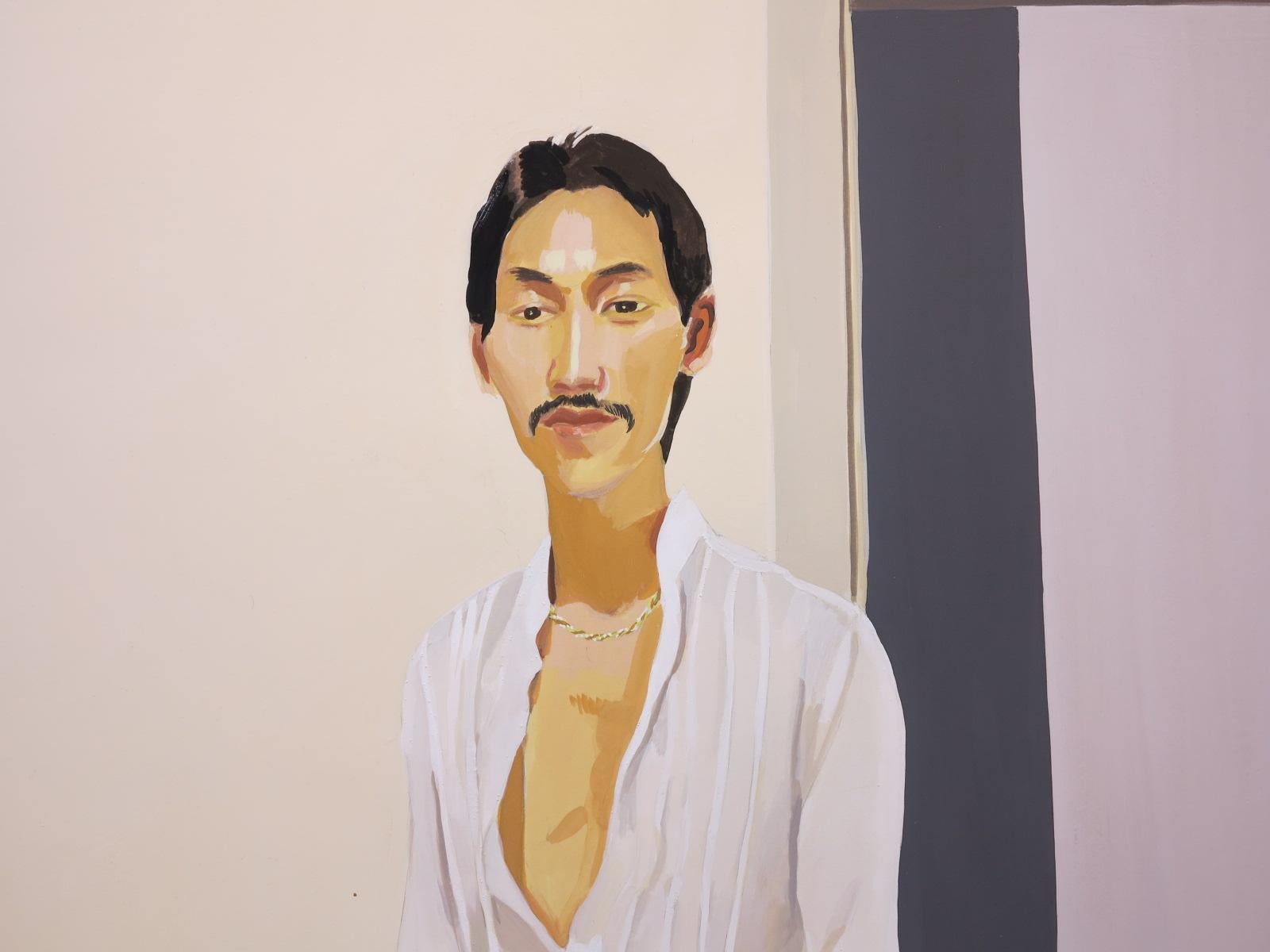 Untitled Male Portrait (Designer Jeans) - Painting by Gilbert Lewis