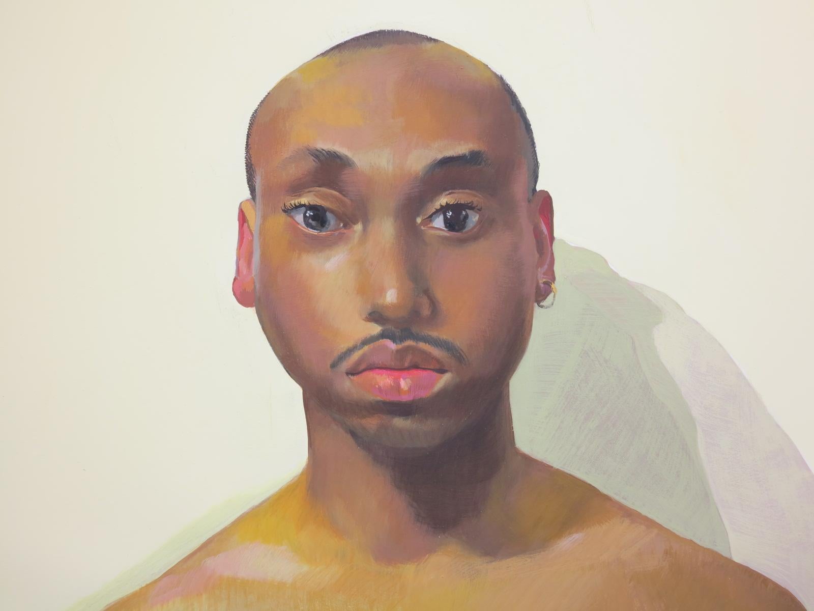 Männliches Porträt ohne Titel (Hemdlos) – Painting von Gilbert Lewis
