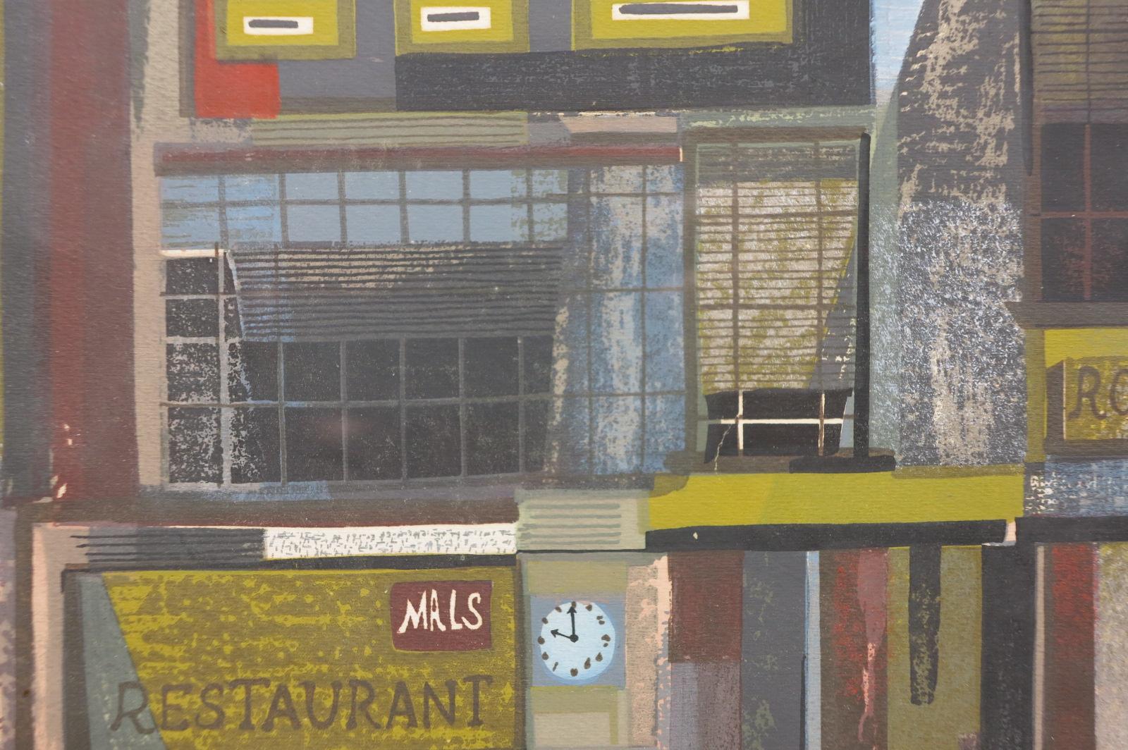 Wade Gallery & Mal's Restaurant (Paisajes urbanos de Nueva York) - Landscape Print Marrón de Margaret Layton 