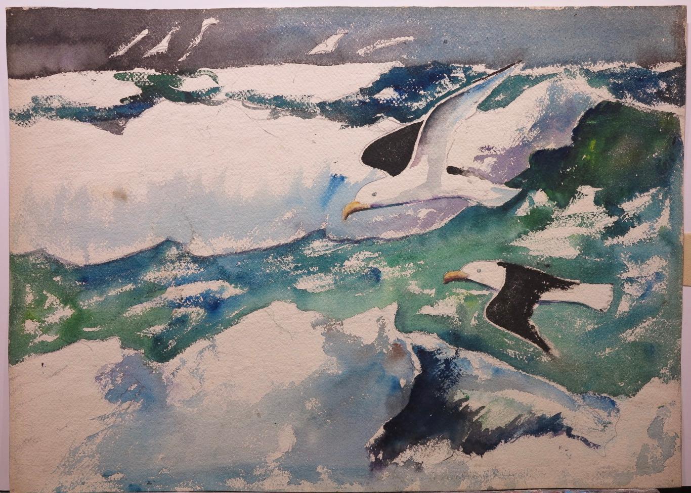 James Floyd Clymer Animal Art - Seagulls nautical Gulls seascape paintings