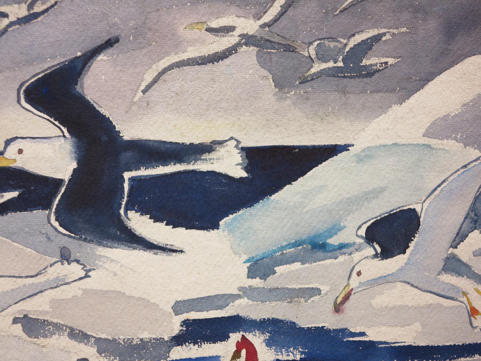 Seagulls nautical Gulls seascape paintings 2