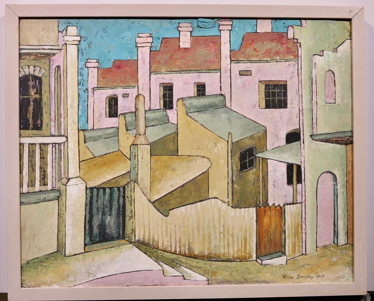 City Streets (British Street scene architectural landscape) - Painting by Rene Beckley