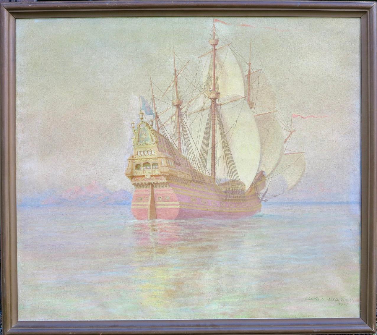 Spanish Galleon  (nautical seascape ship painting) - Painting by Charles E. Mills