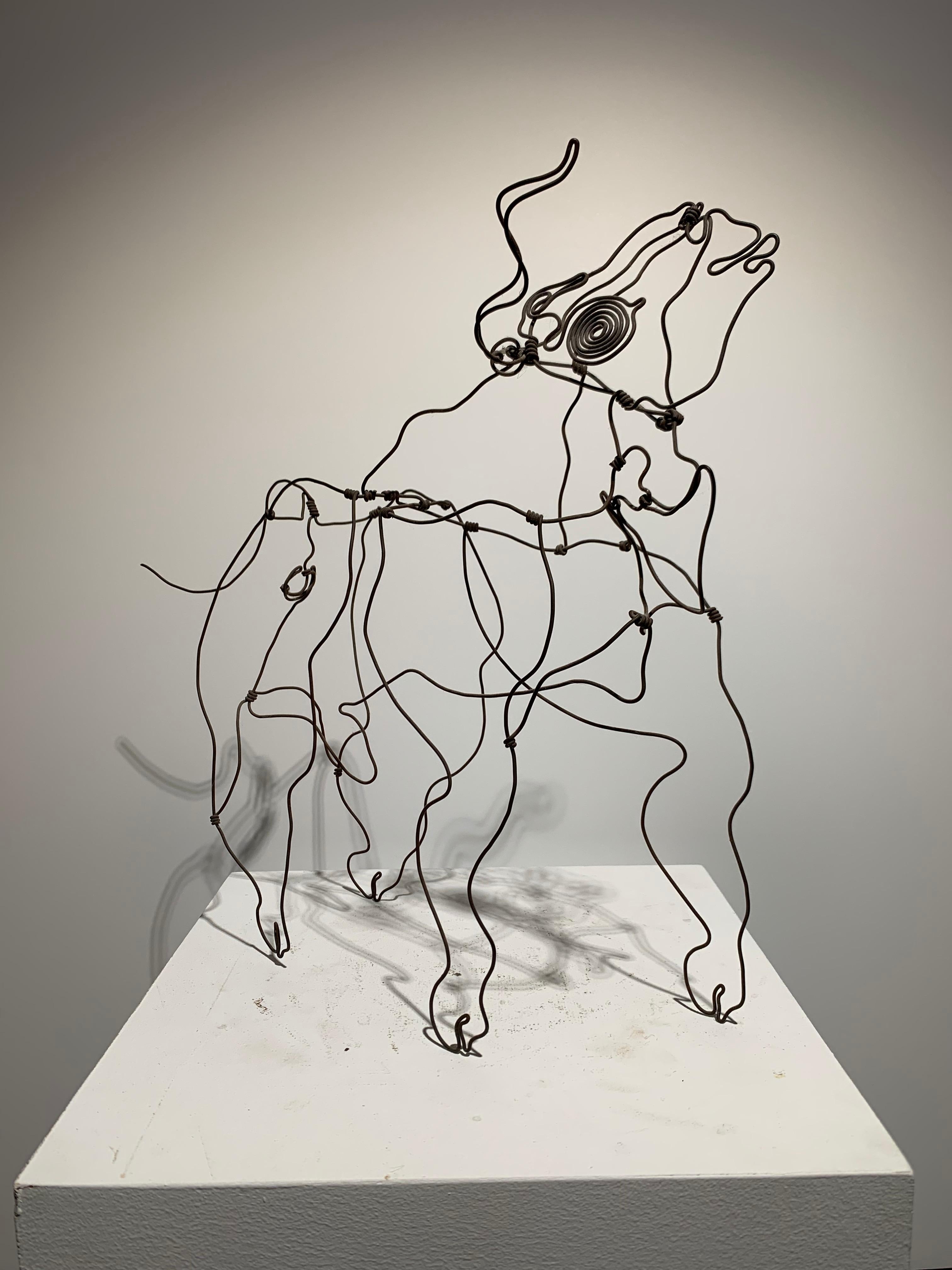 Bull (abstract wire sculpture) - Sculpture by Paul Gershowitz