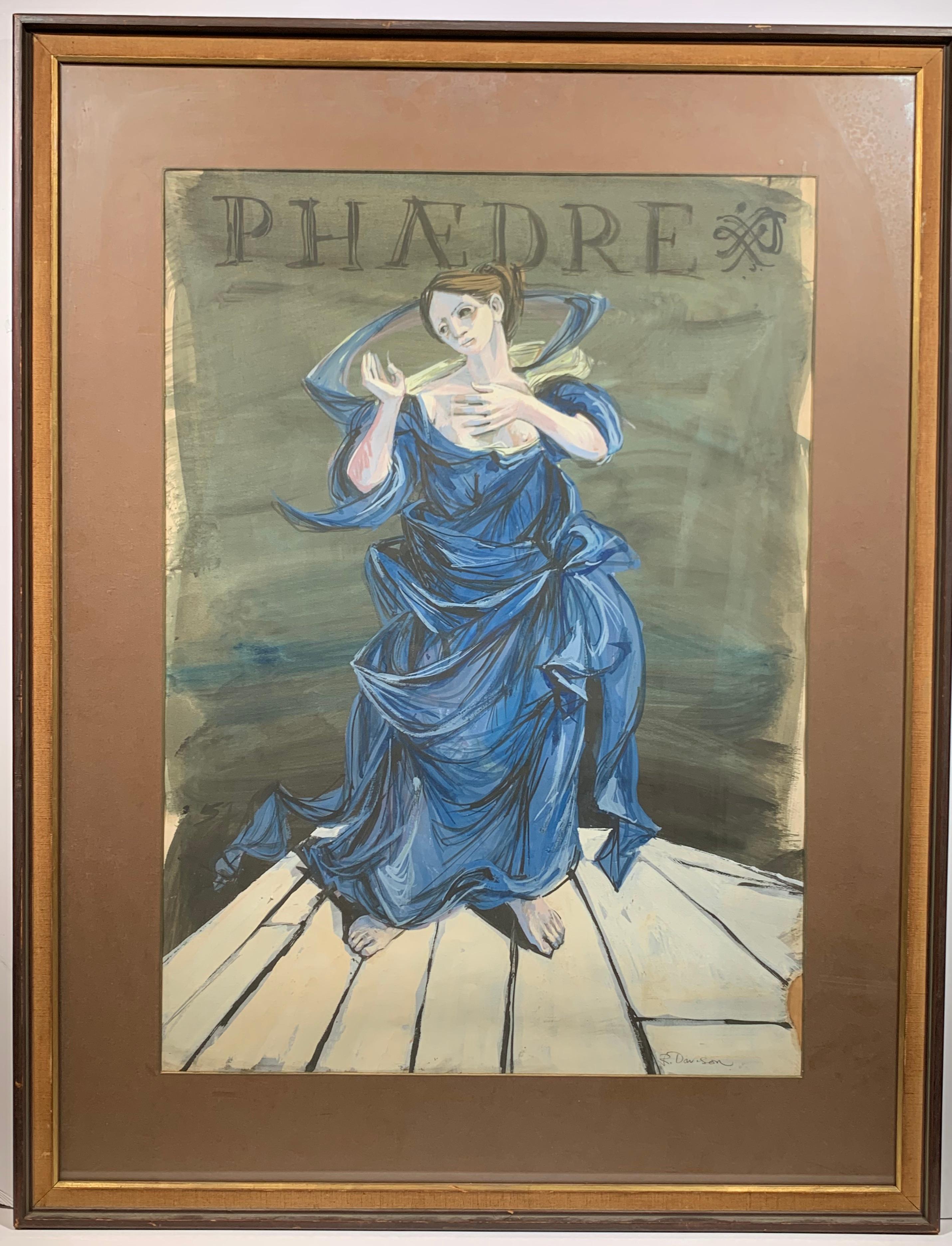 Robert Davison Figurative Painting - Phaedra (Phedre, Greek Goddess theatre illustration painting)