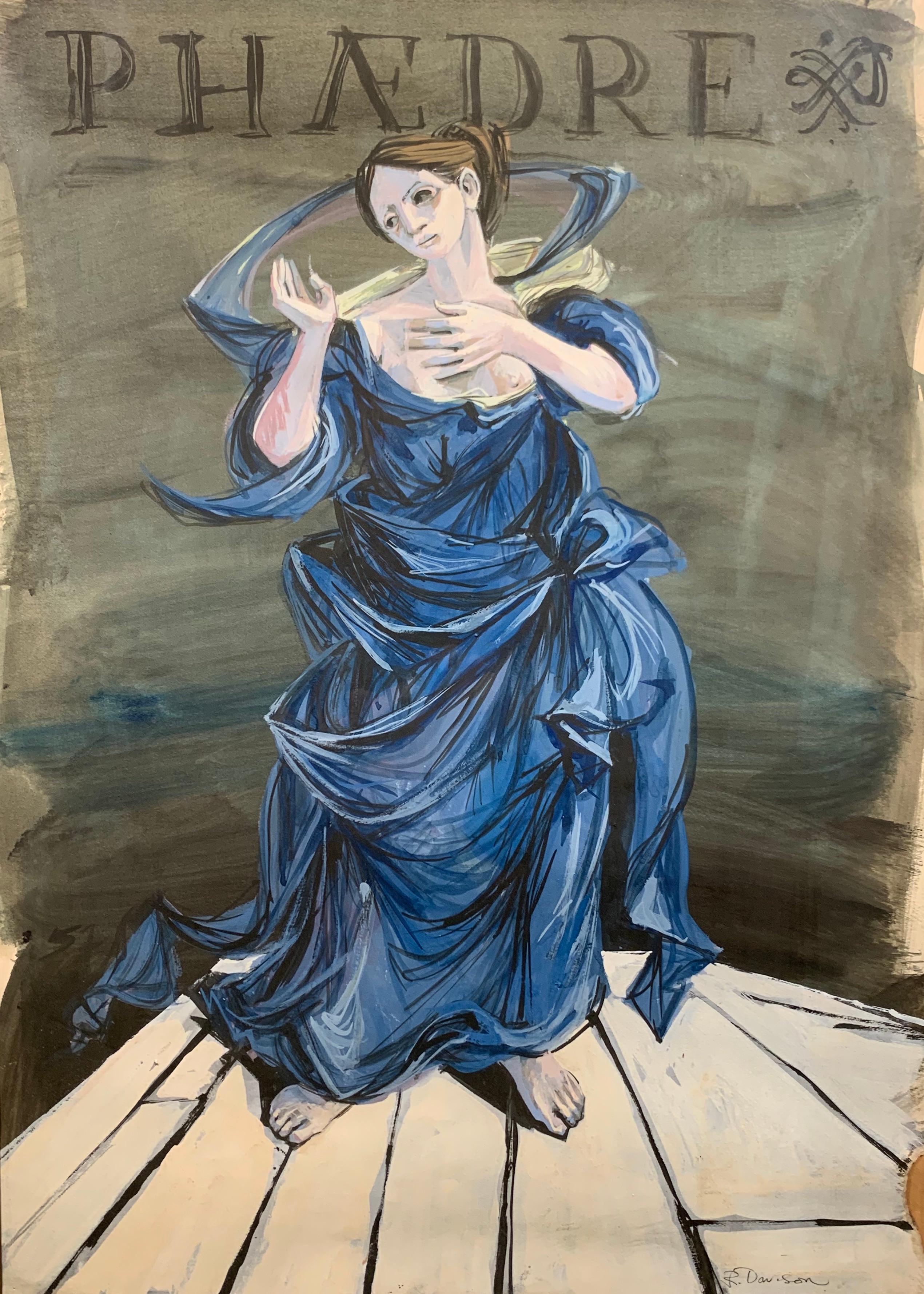 Phaedra (Phedre, Greek Goddess theatre illustration painting) - Painting by Robert Davison