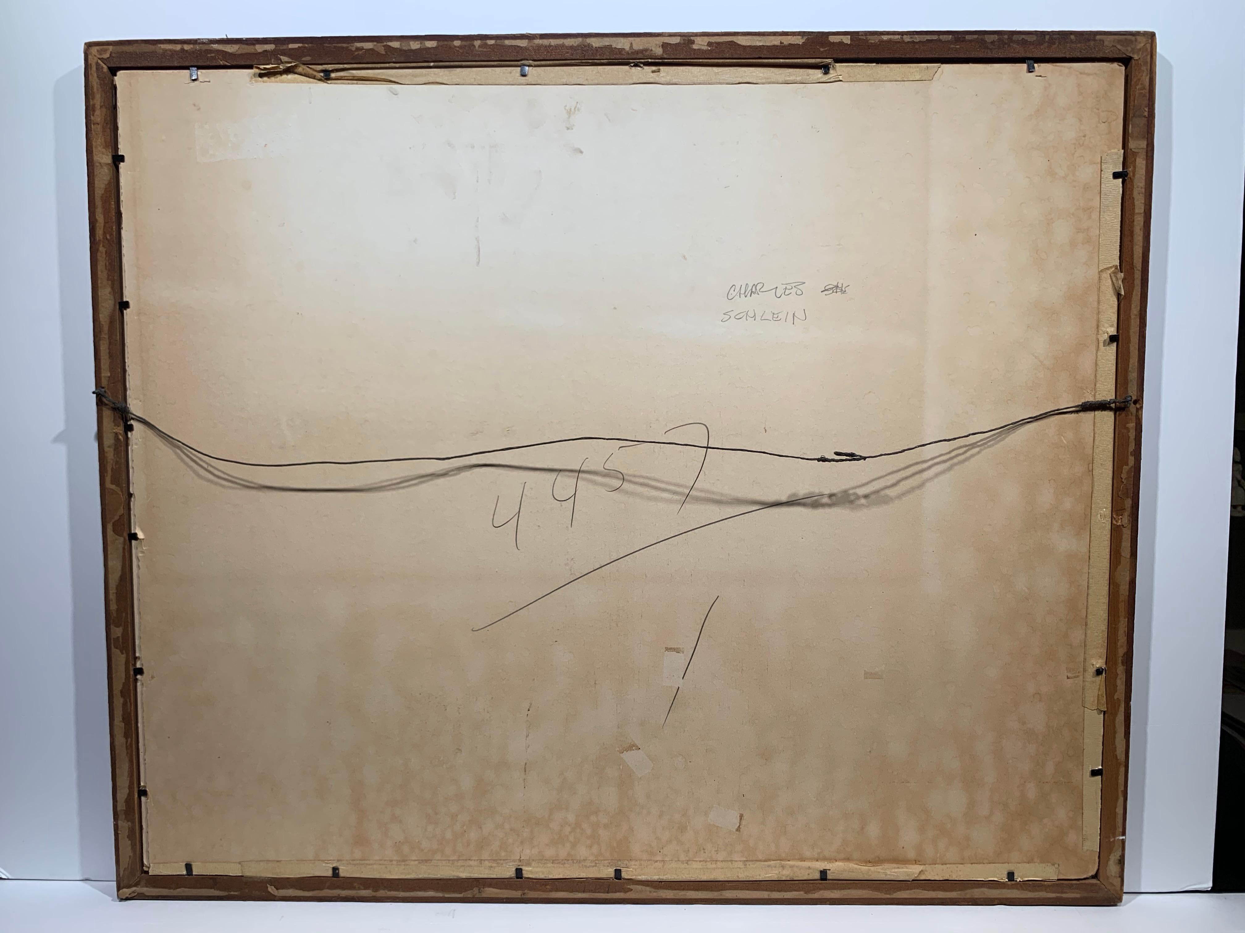 Amusement Pier (WPA era Social Realist painting) - Gray Abstract Drawing by Charles Schlein