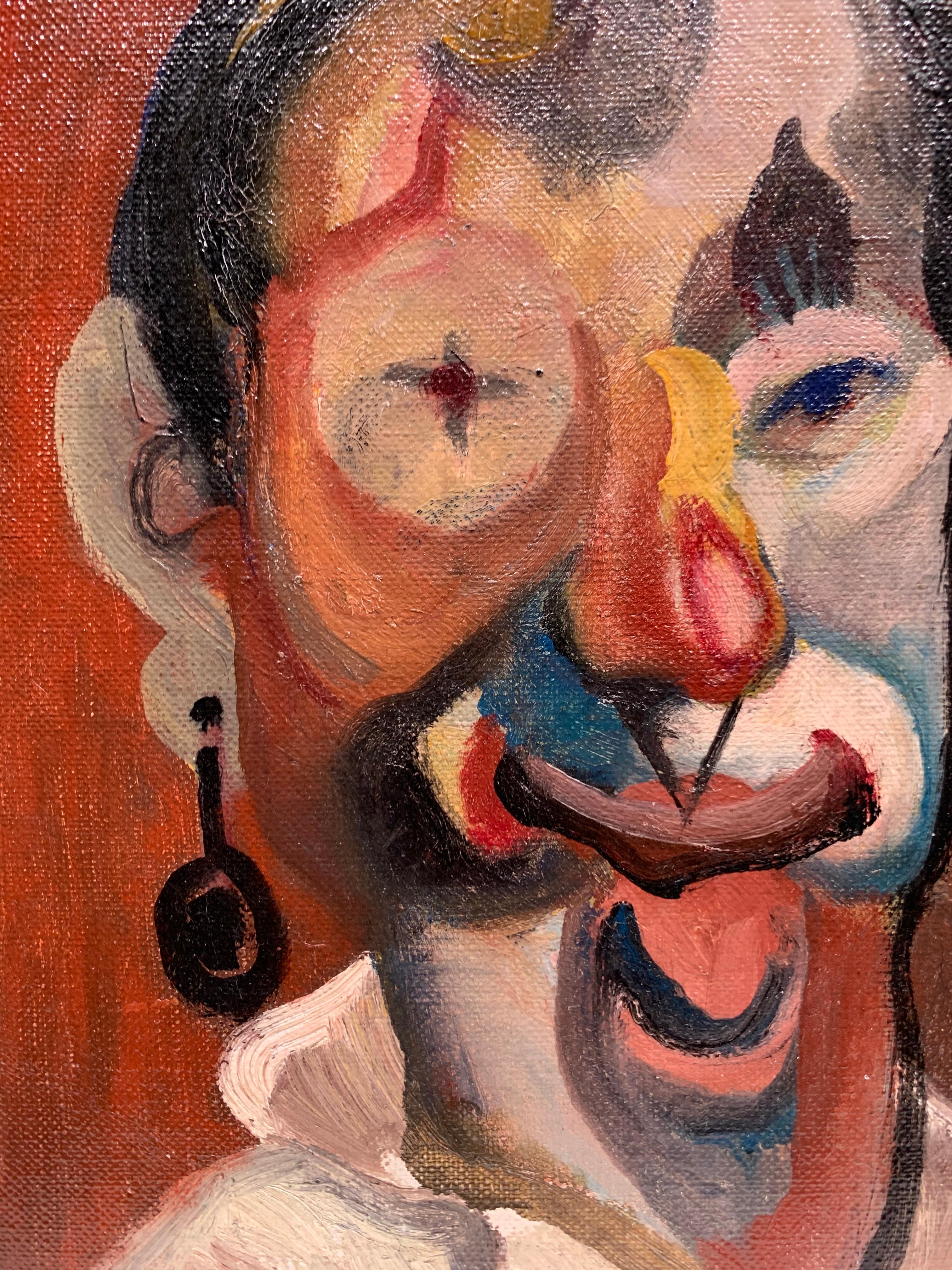 The Clown (Abstract Portrait)  - Painting by Abraham Hankins