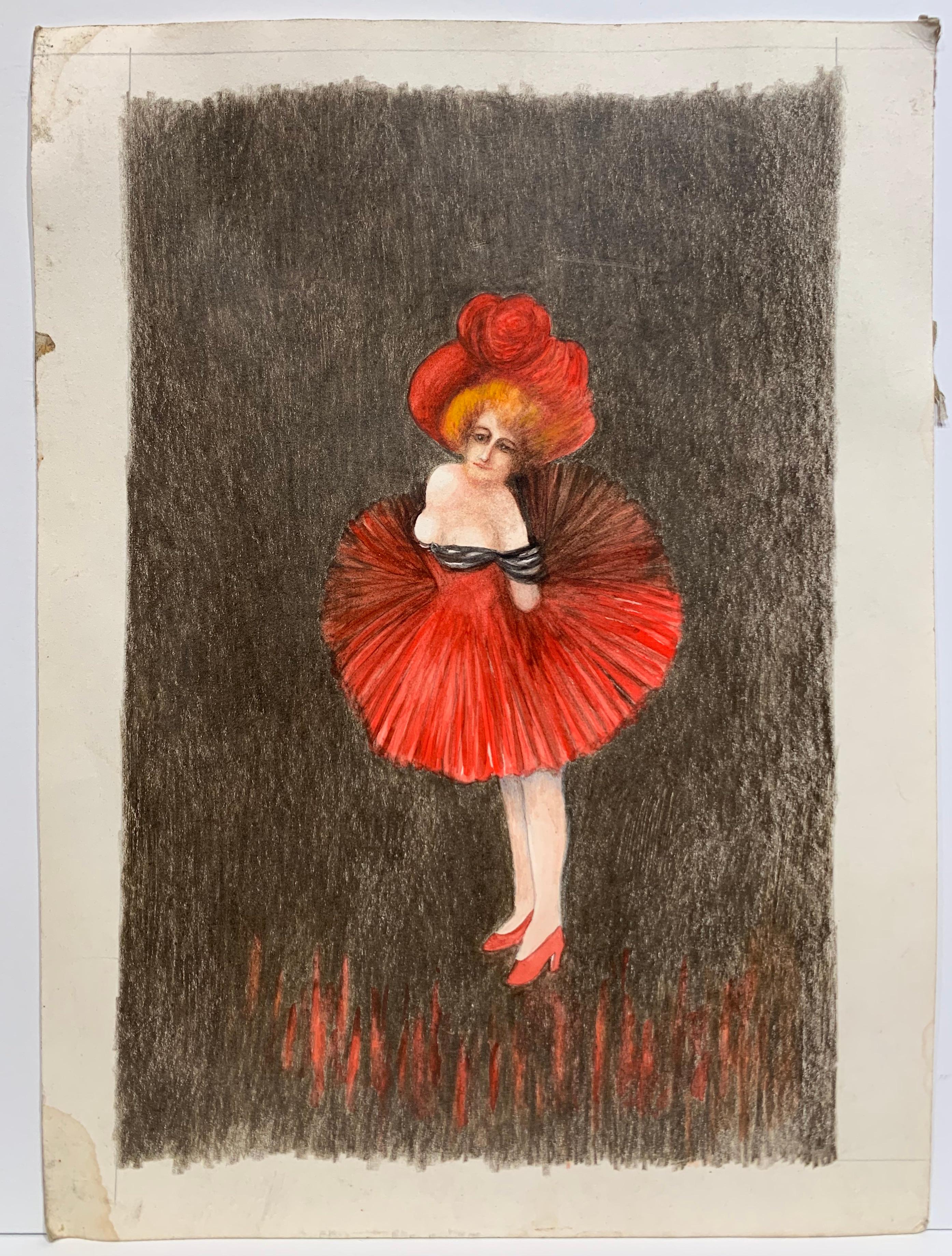 Elmer Pirson Figurative Art - Showgirl (Chorus Girl drawing)