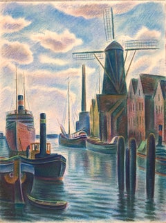 Netherlands Dutch harbor scene