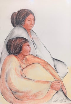 Native Mexican Women (Cuban Miami artist pastel)