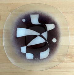 Vintage Geometric abstract glass dish 