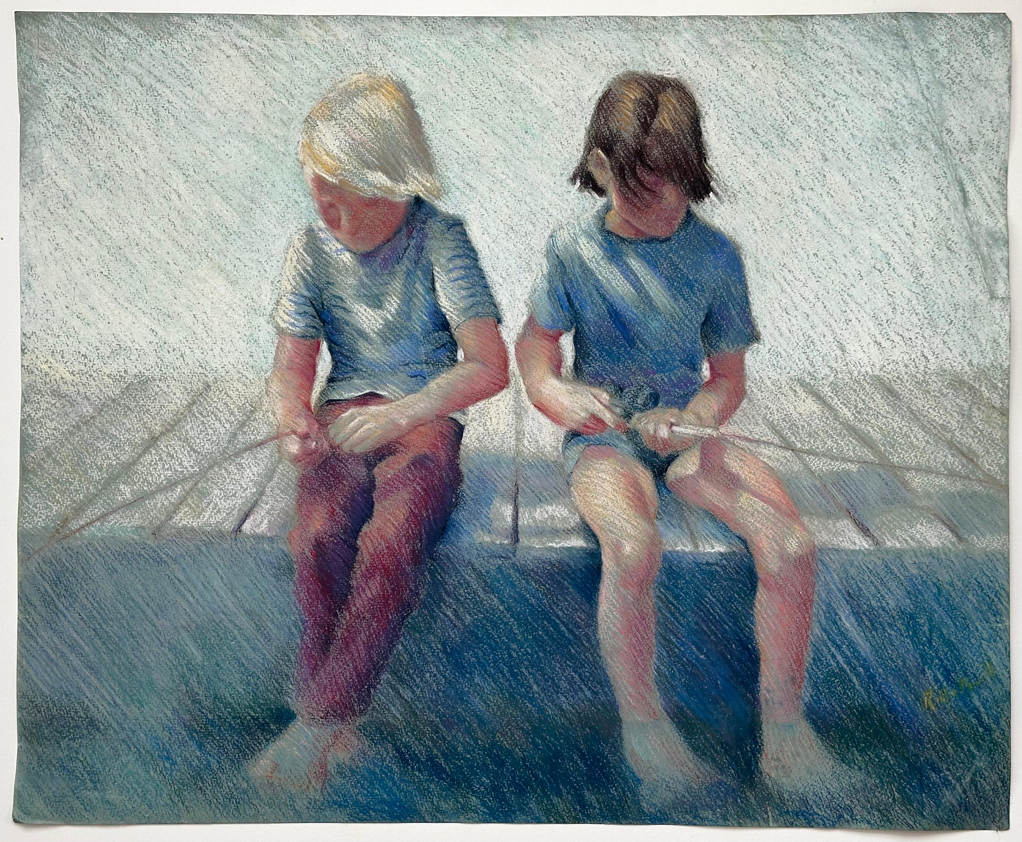 Rosemary Bothwell Figurative Art - Two Boys Fishing
