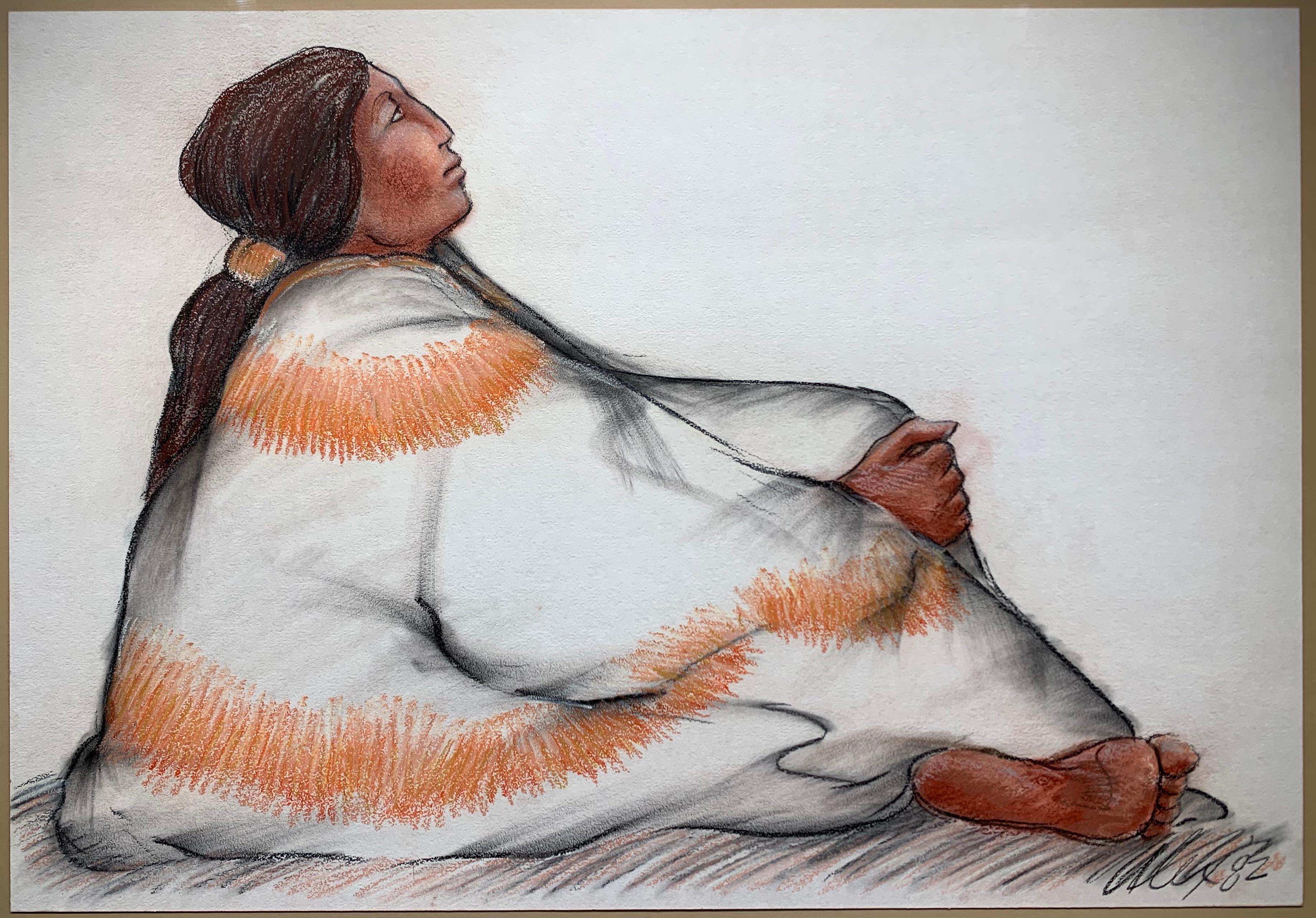 Native Mexican Woman (Cuban Miami artist pastel)