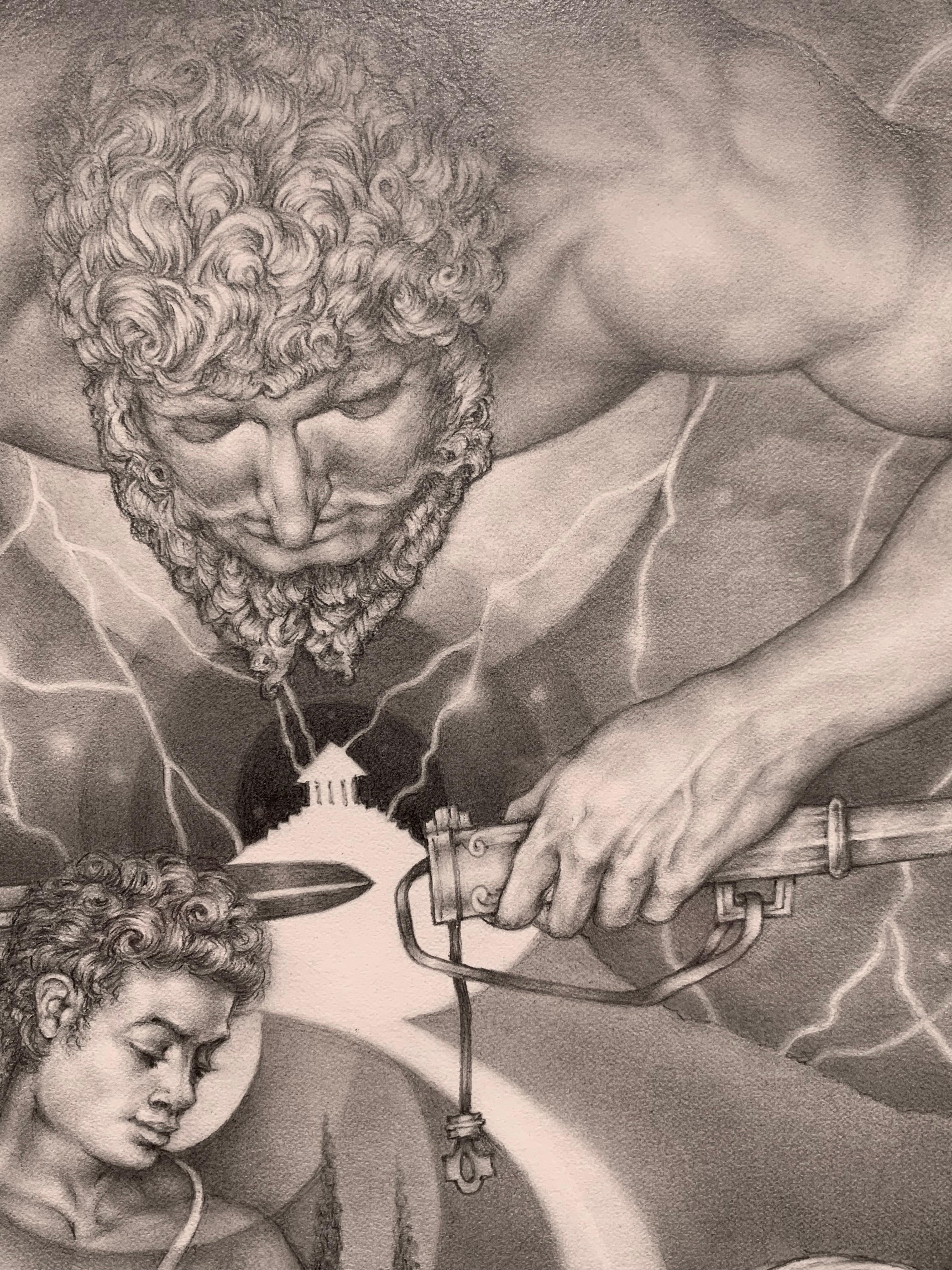 Spartan Warriors (male nude fantasy) - Gray Figurative Art by Robert Frederick Vorreyer