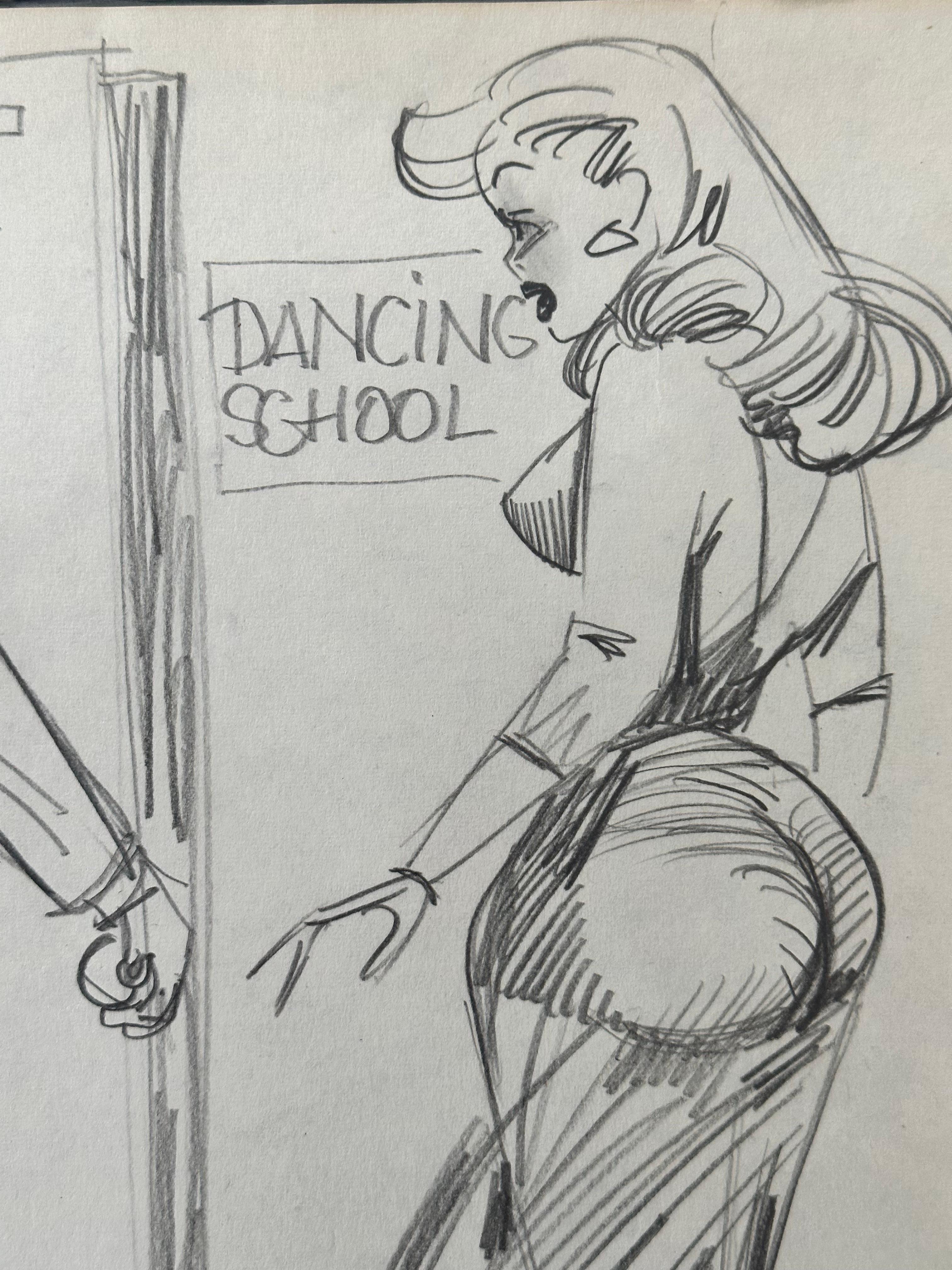 Humorous Gentleman's Magazine cartoon Dancing School - Art by Unknown