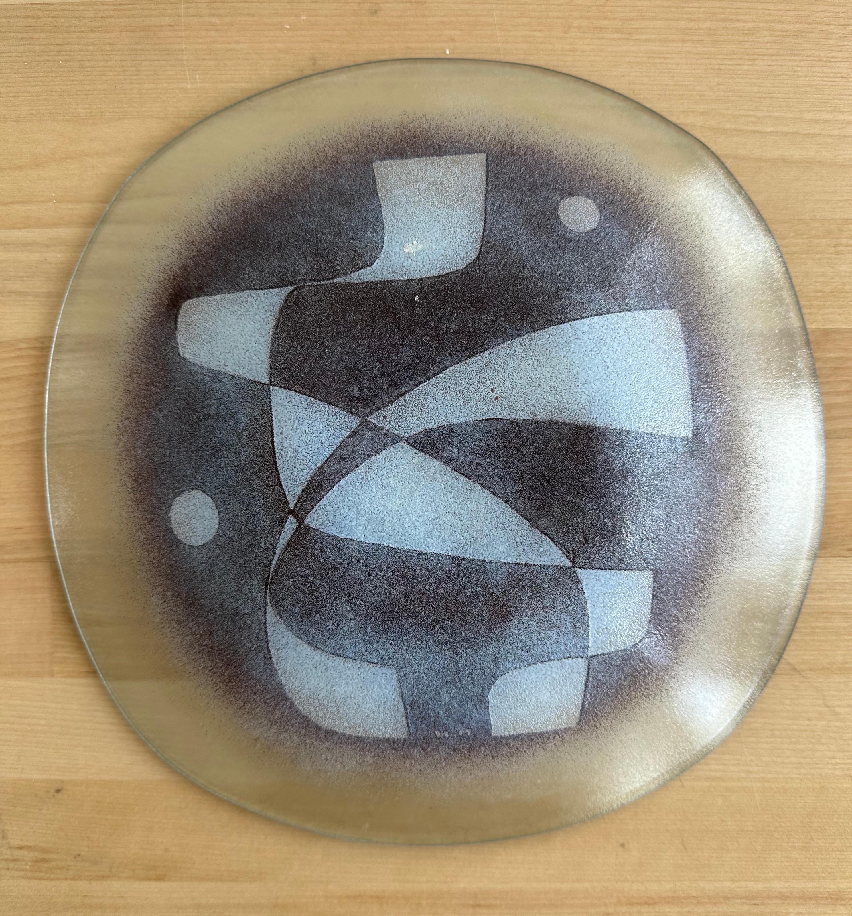 Plat en verre abstrait géométrique en vente 4