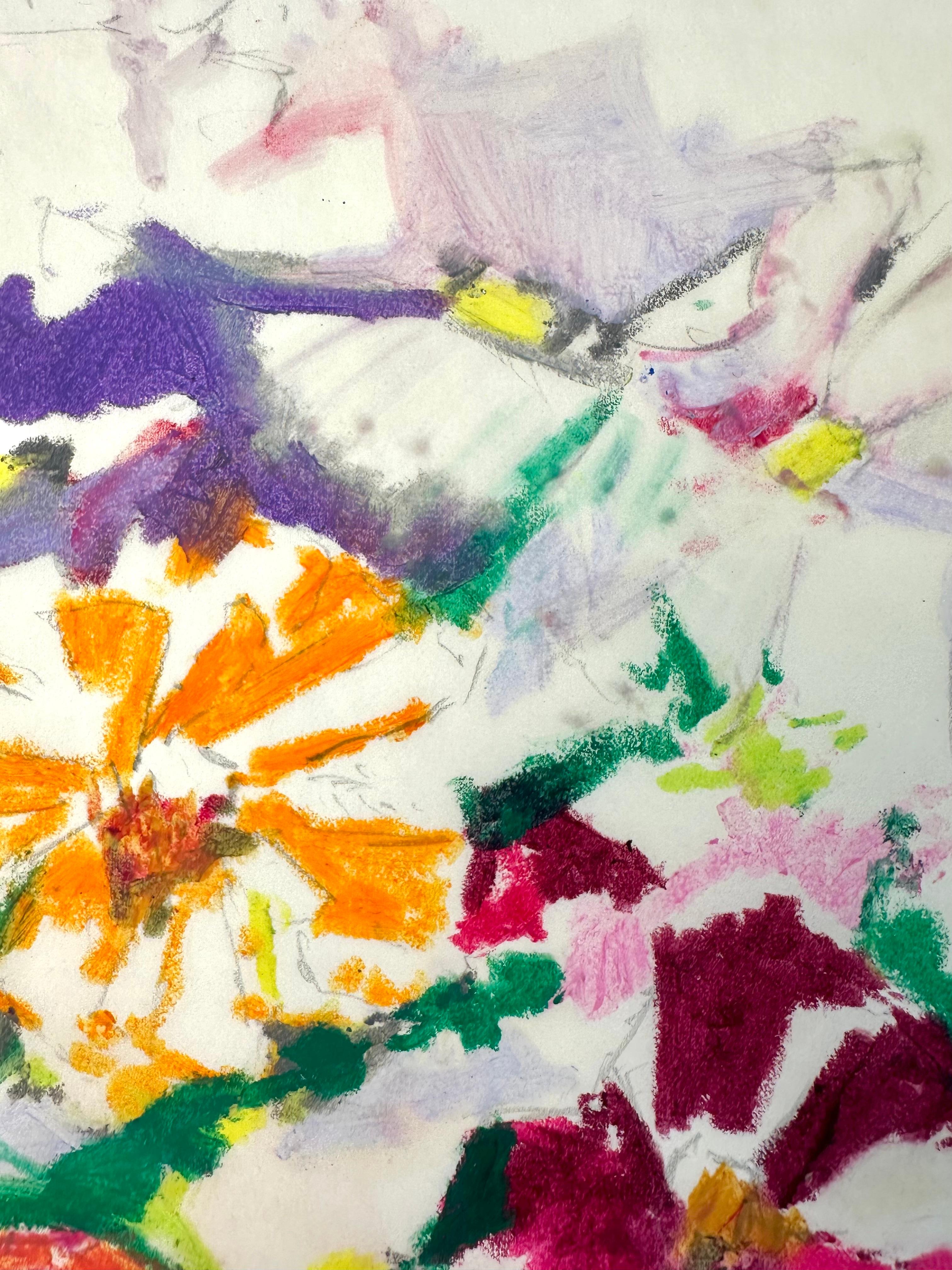 Belle nature morte florale de l'artiste américaine Jane Piper (1916-1991) . Pastel, crayon à l'huile et crayon sur papier calque. Image mesurant 13 x 15.5 pouces dans un cadre original mesurant 20 x 23 pouces. Signé et daté en bas à droite. 

Jane