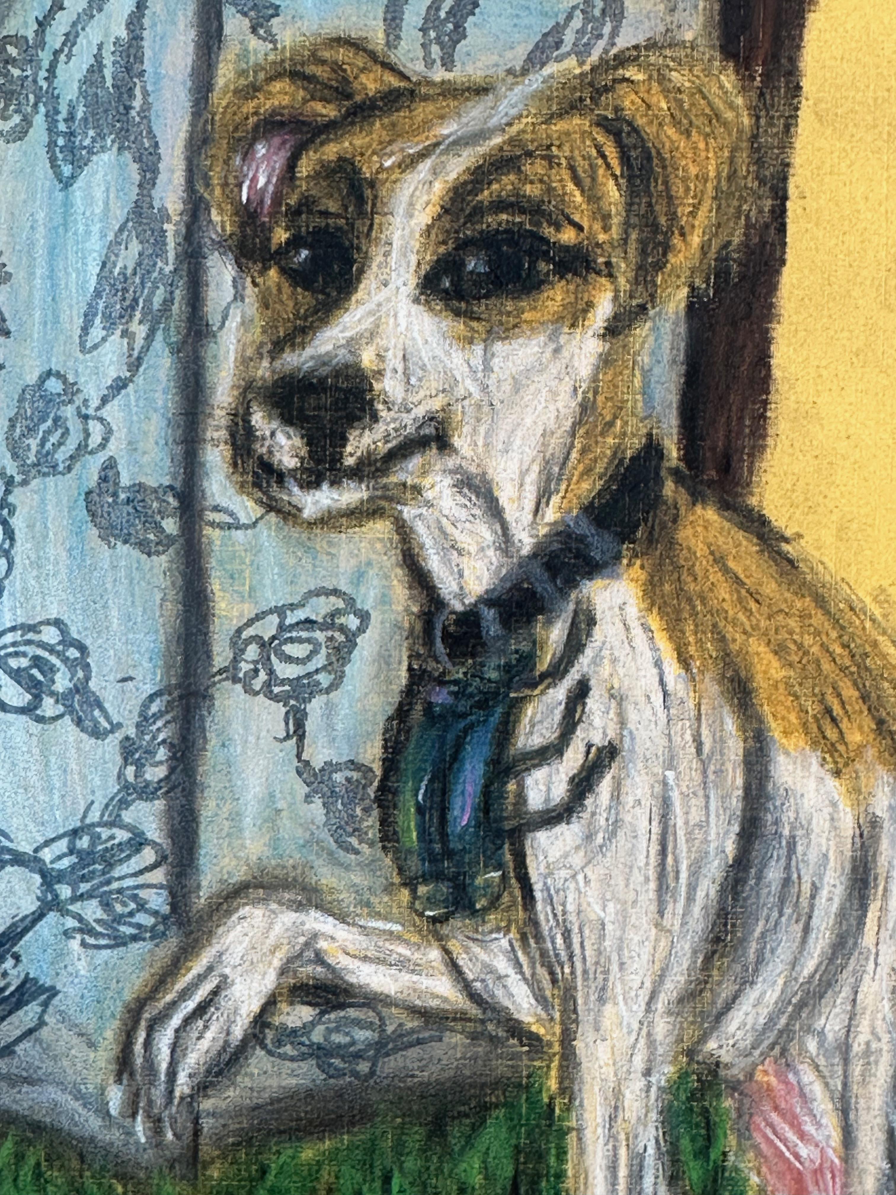 Dog portrait Memorial Drawing - Outsider Art Art by Unknown