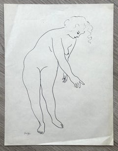 Giovane donna nuda Disegno a inchiostro modernista