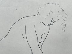 Jeune femme nue Dessin à l'encre moderniste