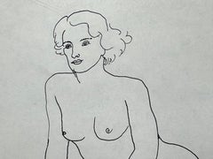 Jeune femme nue Dessin à l'encre moderniste