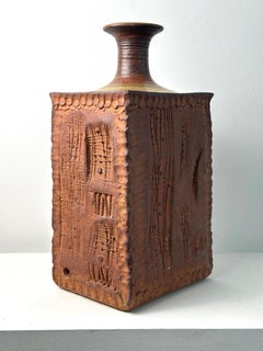 Base de lampe ou forme de vase expressionniste abstraite en céramique brutaliste