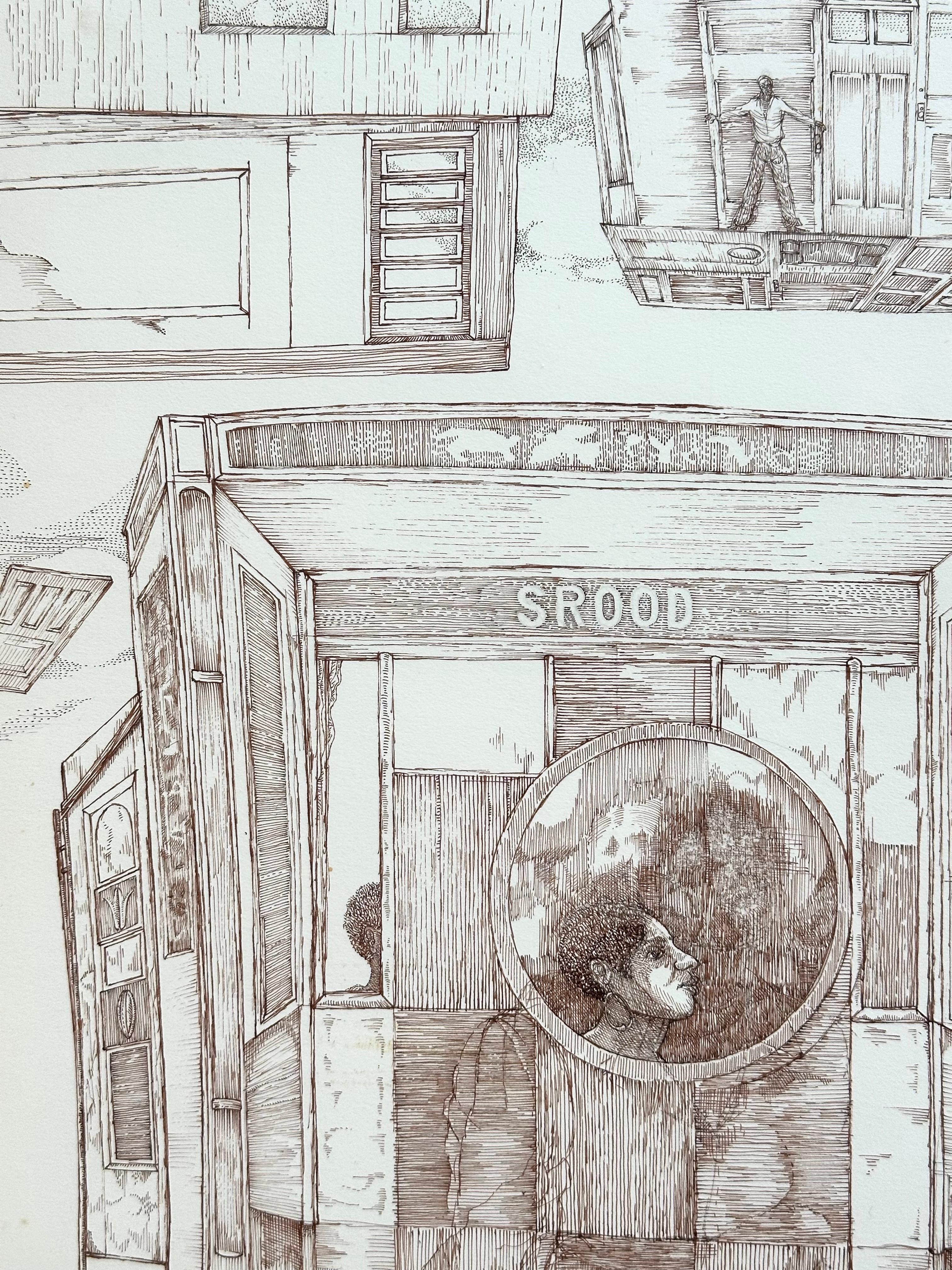 Zeit beherbergt Erinnerungen: Doors (Surrealistischer schwarzer Künstler aus Philadelphia) (Surrealismus), Art, von Roland Ayers