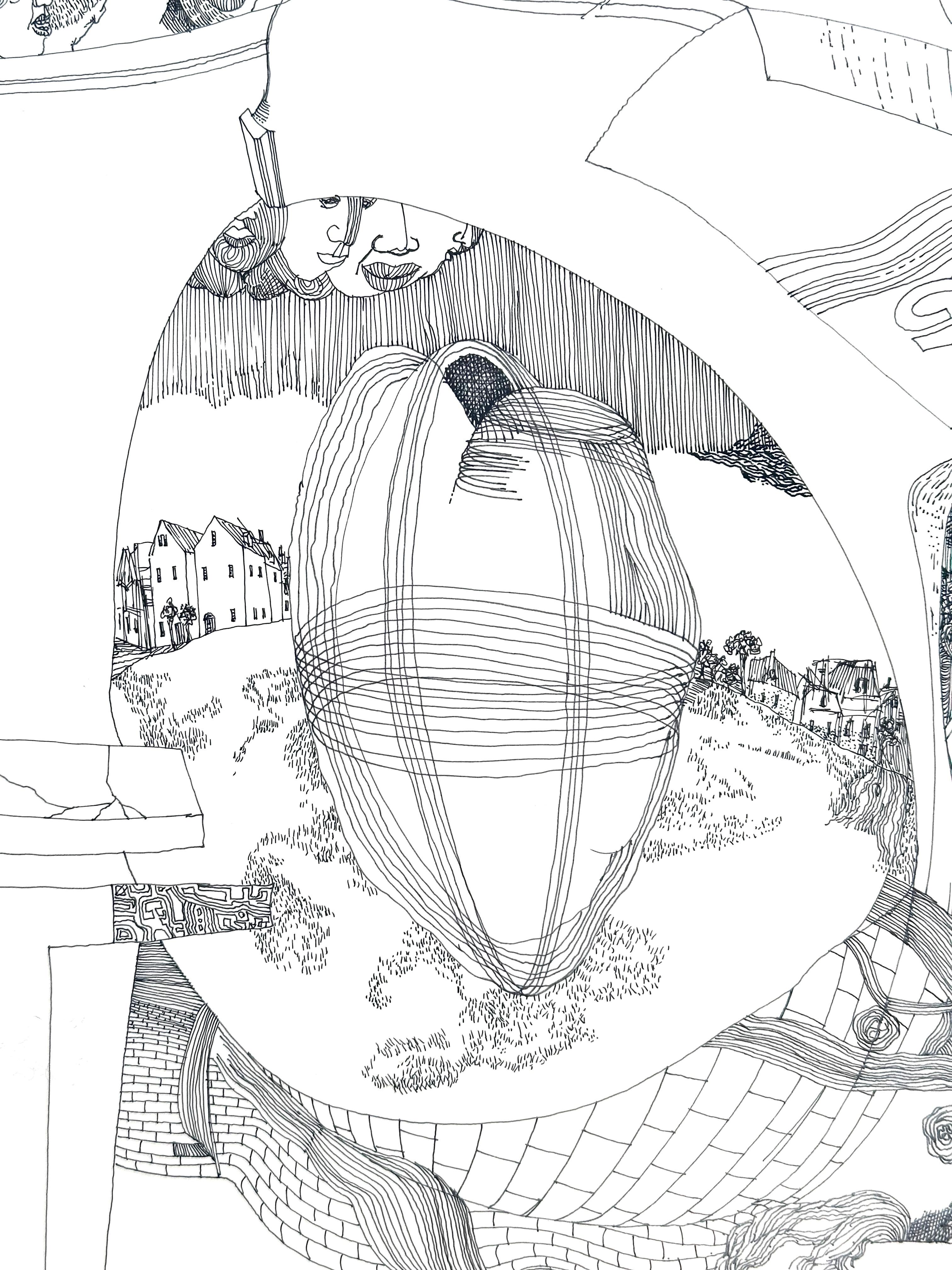 Untitled Landscape 2 - Beige Abstract Drawing by Roland Ayers