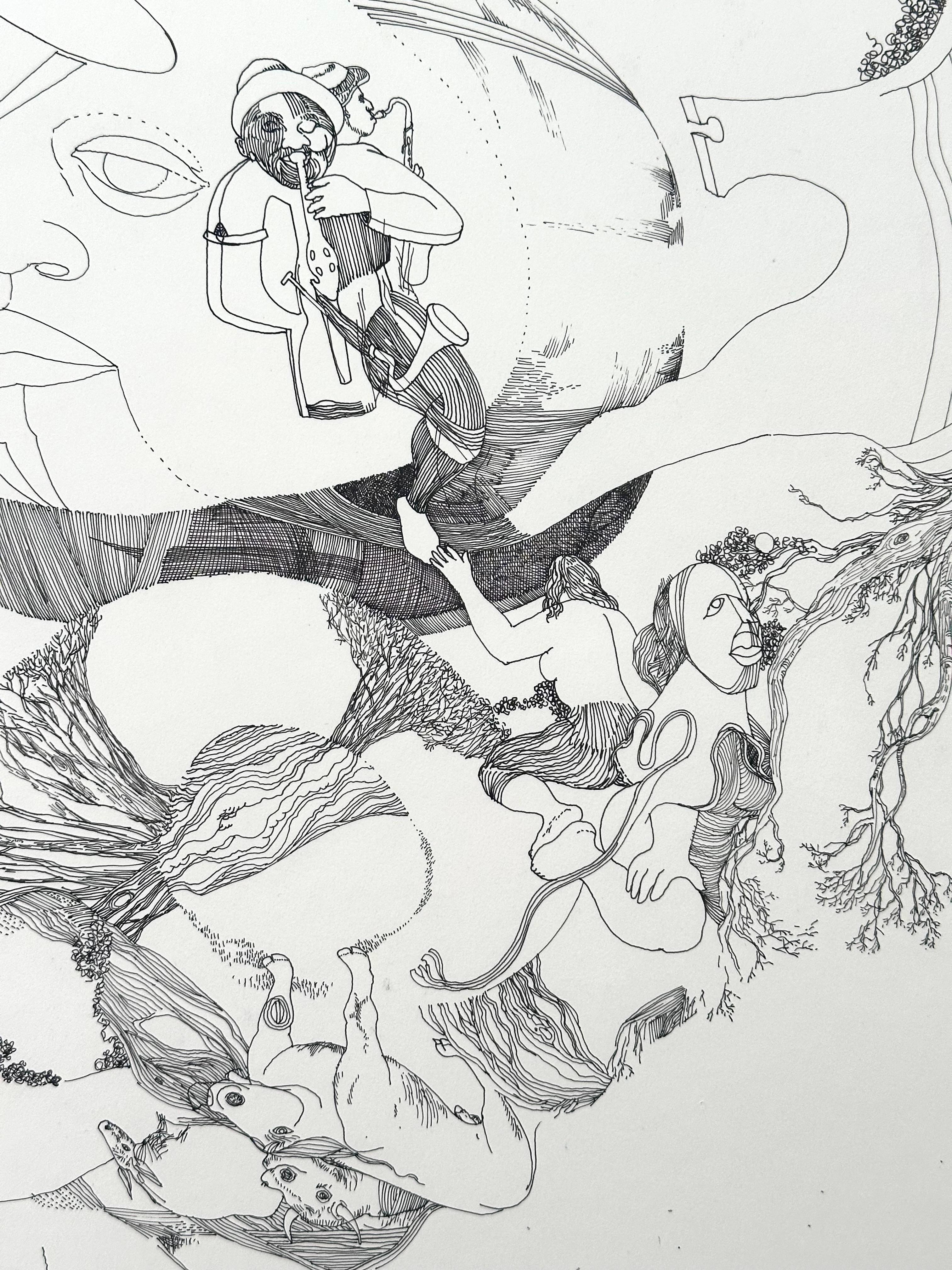 Roland Ayers (1932-2014). 

Untitled, (Aerial Circus Series), 1968.

Ink on Strathmore illustration board, 27 × 30 inches.

Signed and dated.


Artist and art educator, Roland Ayers was born on July 2, 1932, the only child of Alice and Lorenzo