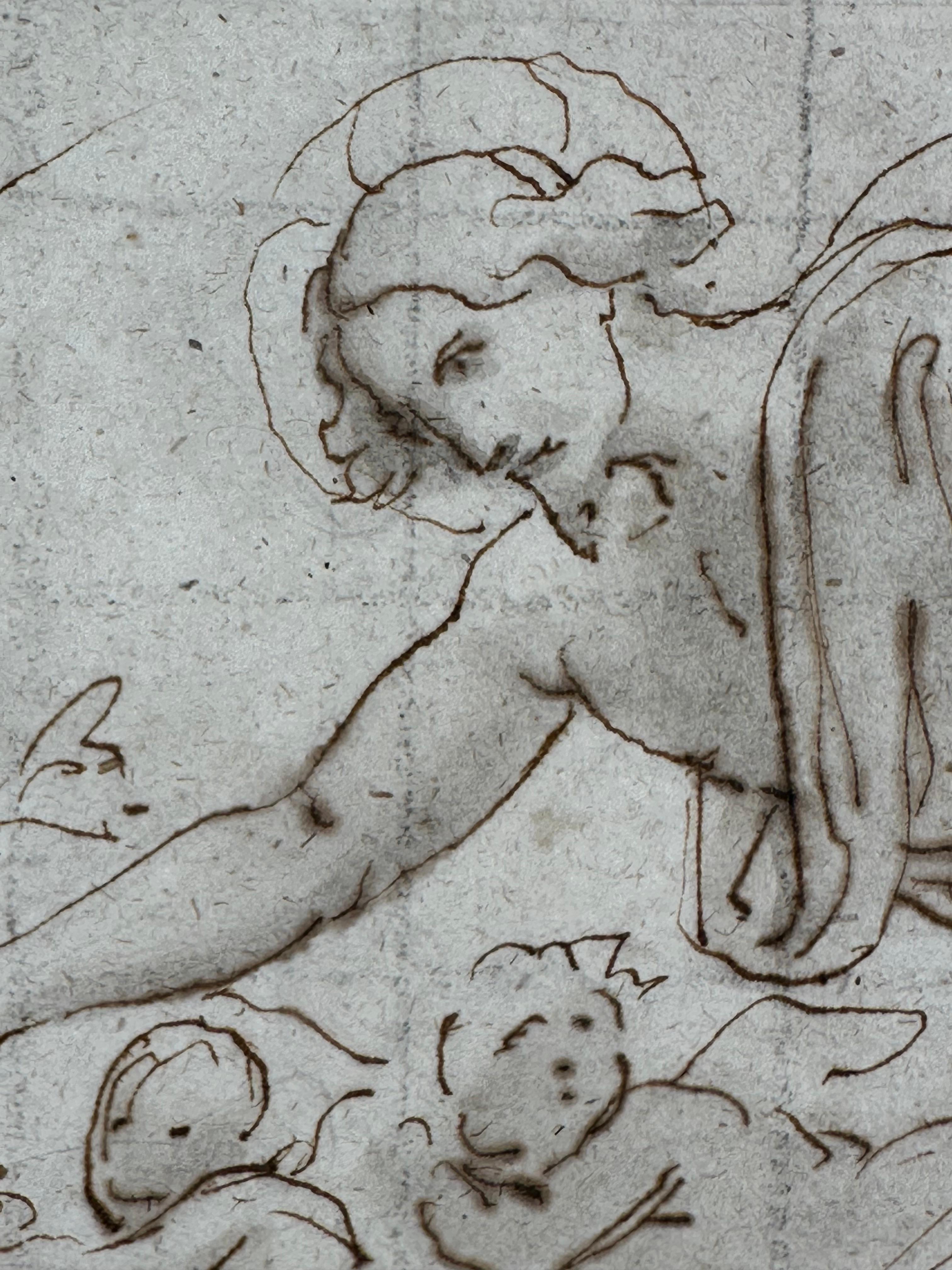Tod der Jungfrau (Altmeisterzeichnung) (Grau), Figurative Art, von Unknown