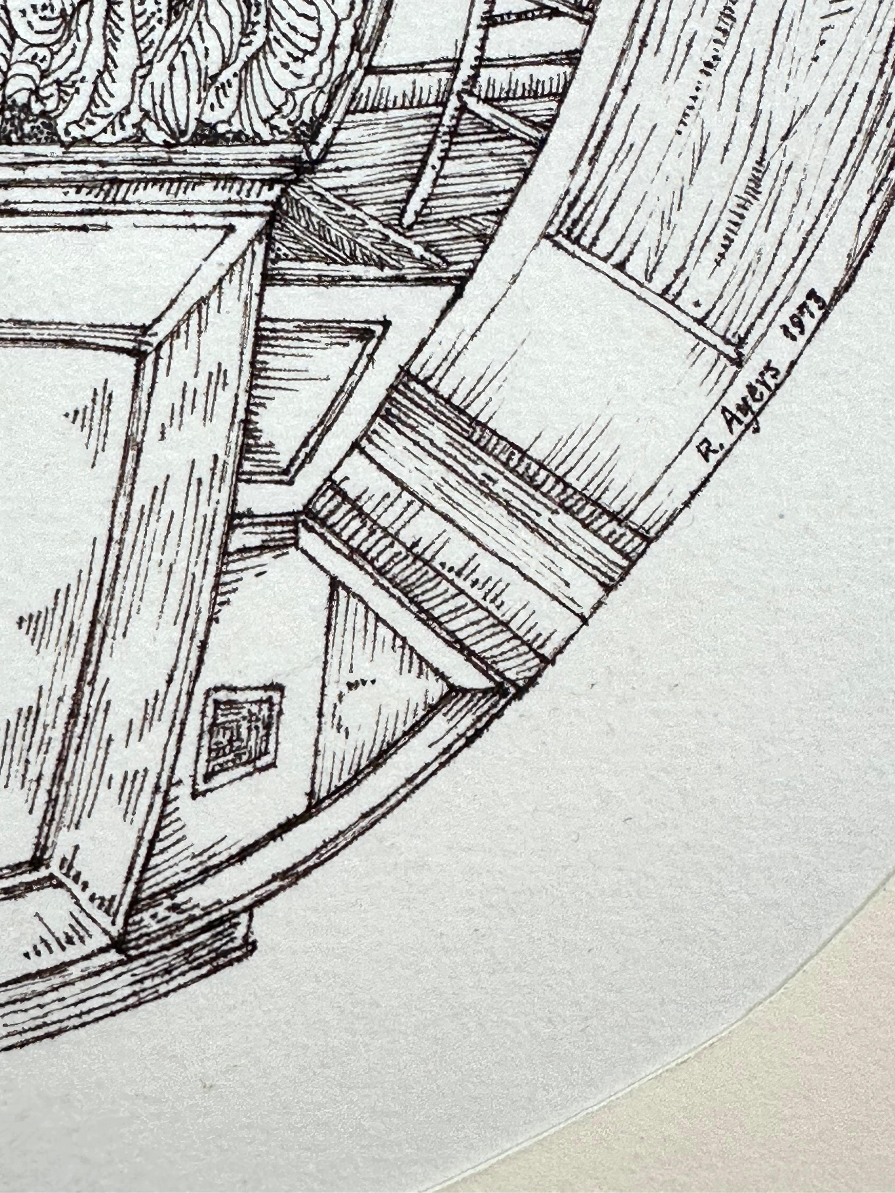 Interior (artista surrealista nero di Filadelfia) - Abstract Drawing Grigio di Roland Ayers