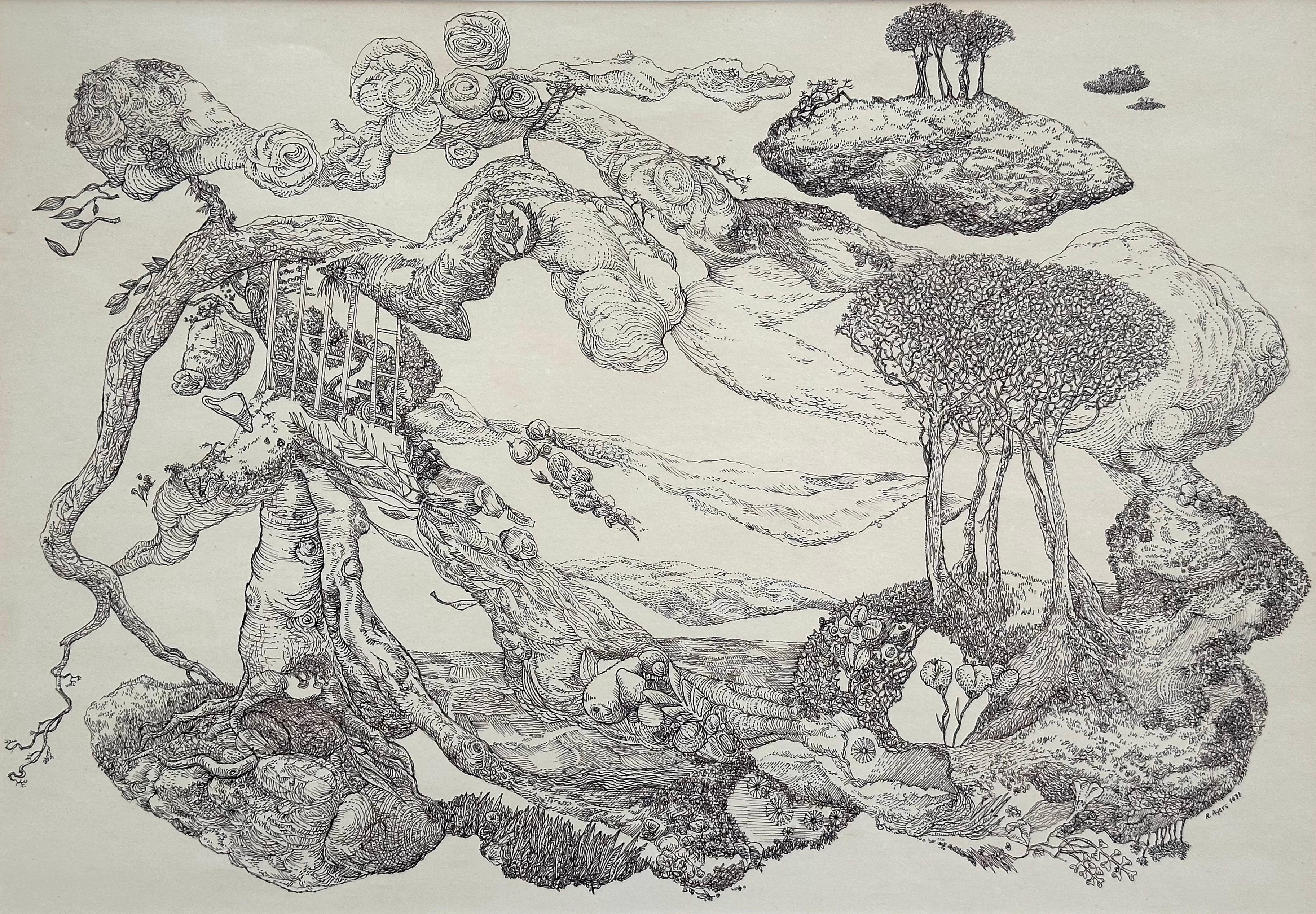 Roland Ayers Figurative Art – Spring (Schwarzer surrealistischer Künstler aus Philadelphia)