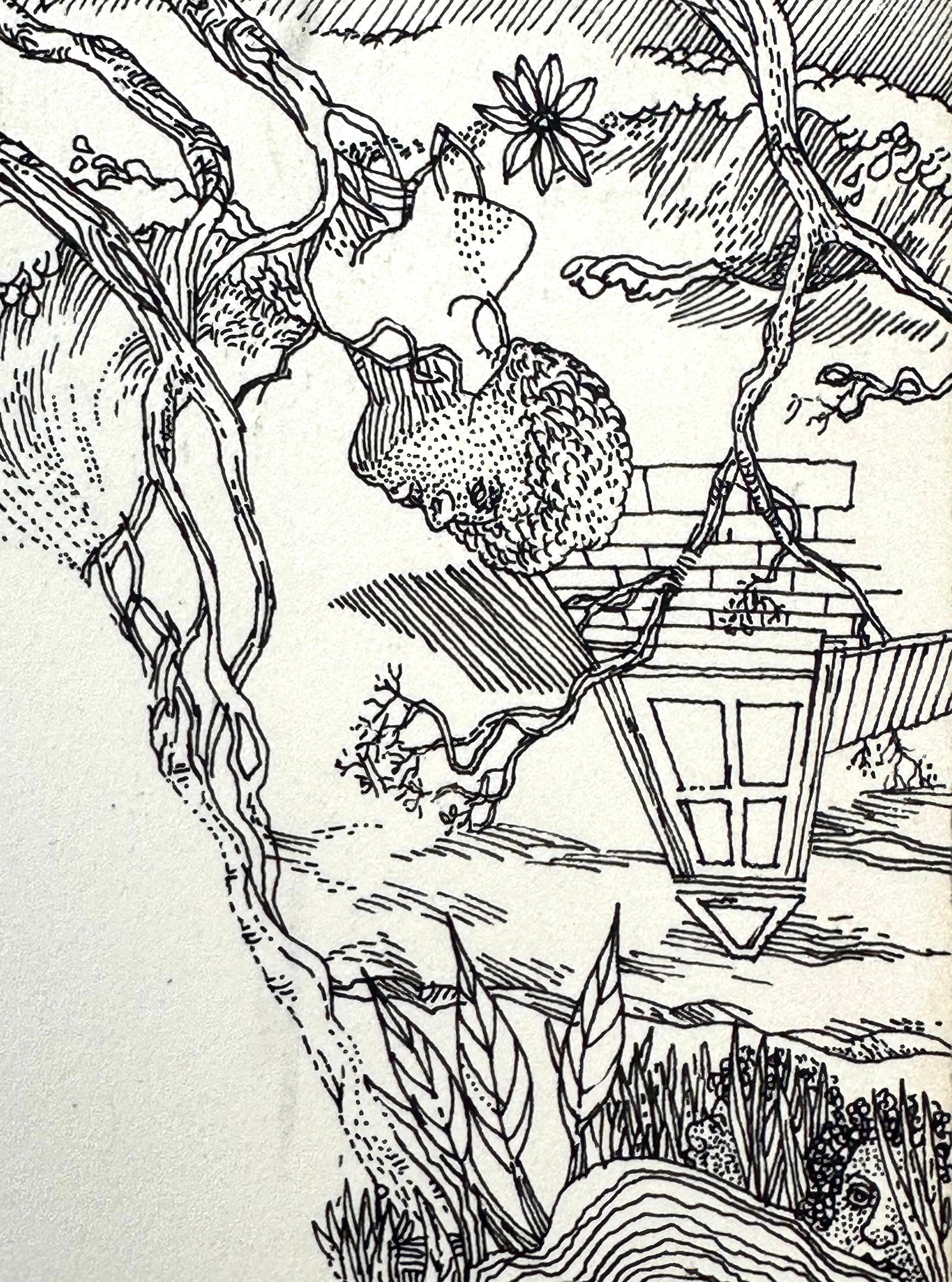 Pyramid Mysteries (artiste surréaliste noir de Philadelphie) - Gris Abstract Drawing par Roland Ayers